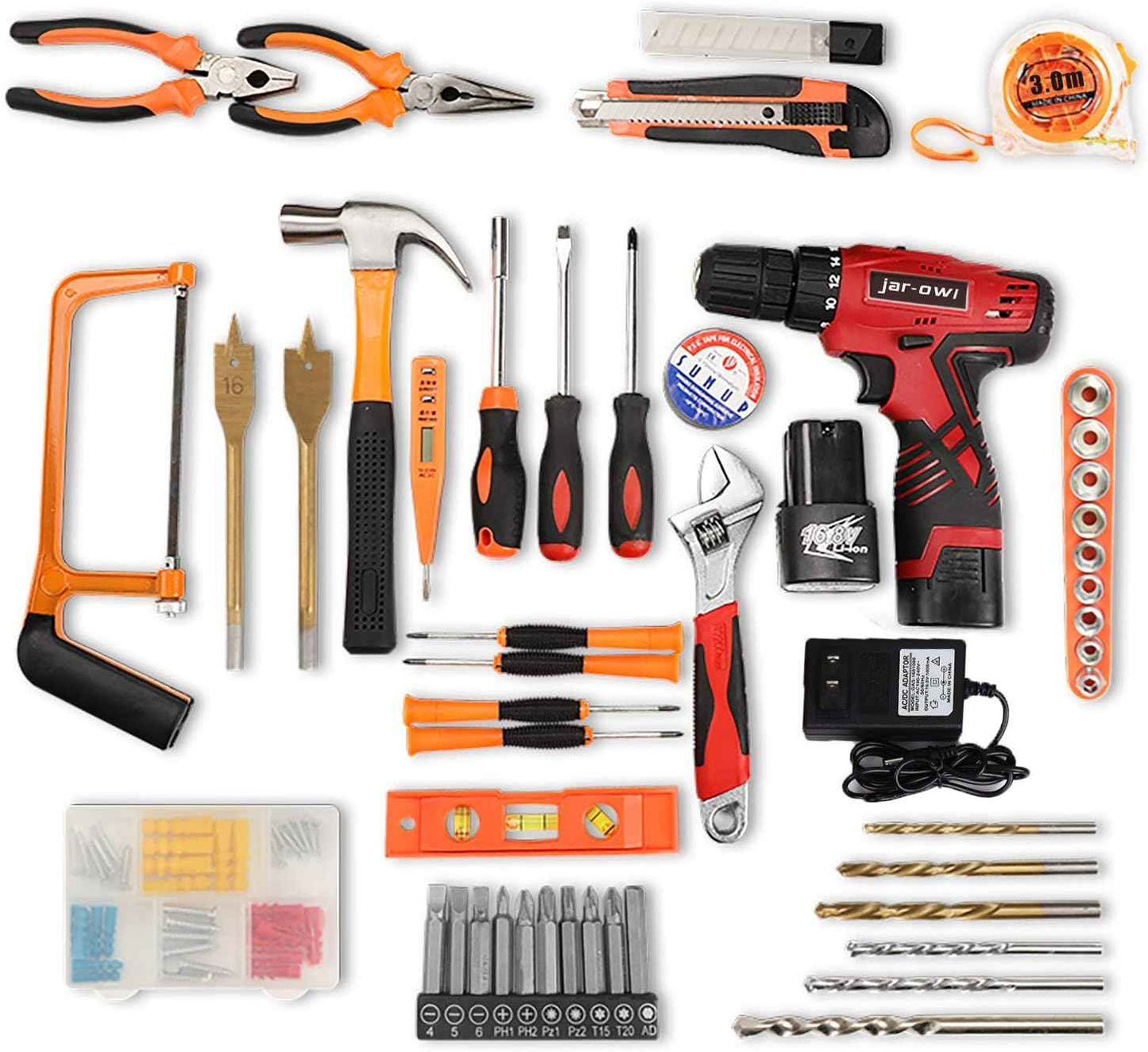 16.8V Cordless Drill & 108-Piece Power Tool Combo Kit for Home & Garden Repairs