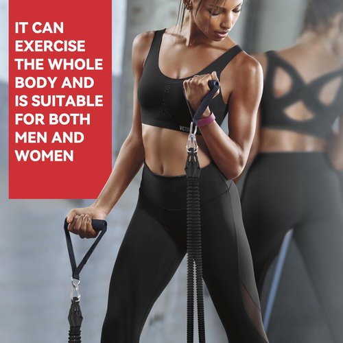 2026 Upgrade Pedal Resistance Band, 4-Tube Elastic Pull Rope Fitness Sit-up Exercise Equipment at Home Gym Arm Abs Workout Equipment Leg Stretching Equipment with 1Pcs Grip Strength Trainer (Black)