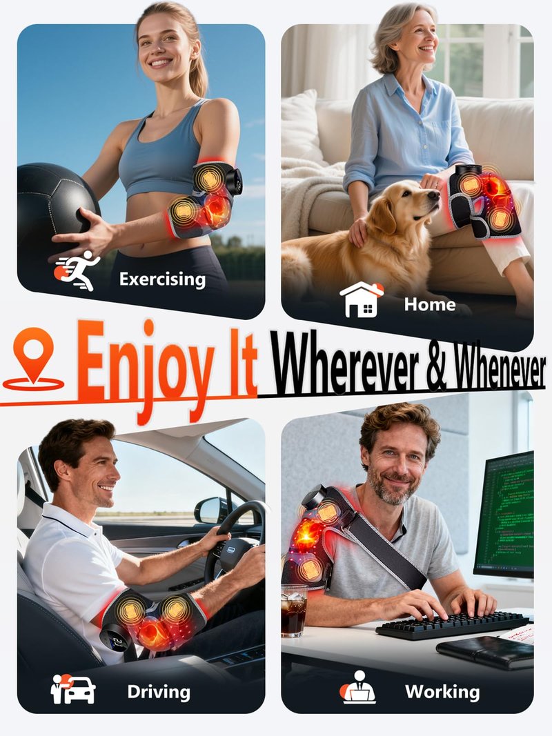Upgrade 4 Massage Area Knee Brace & Red Light Therapy for Knee, Cord-Free Rechargeable Controller, 20Min Auto Shut-Off, 660nm & 850nm Red Light Therapy Device for Knee/Elbow/Shoulder.