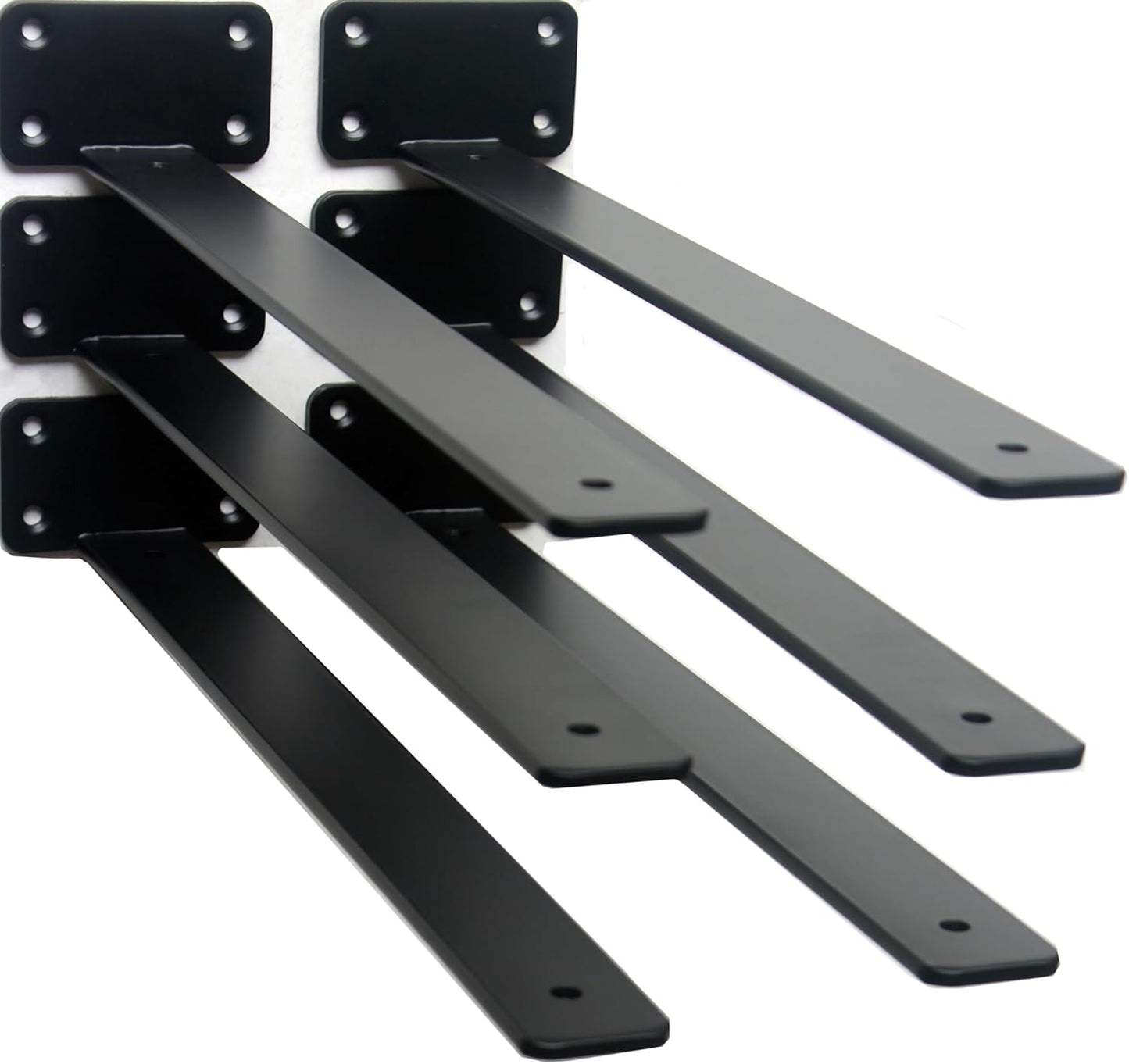 10-Inch Black Iron Floating Shelf Brackets - 12 Pack Rustic Industrial Support