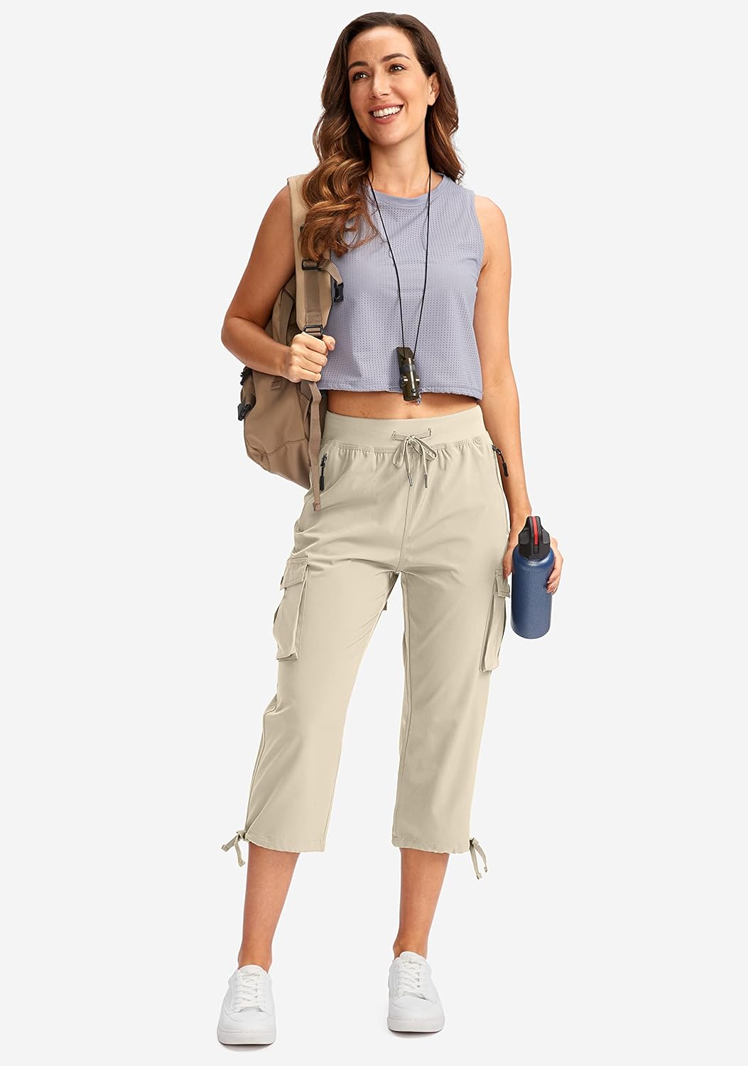 Soothfeel Women's Cargo Capris - Lightweight Quick-Dry Travel Pants with 6 Pockets | Casual Summer Style