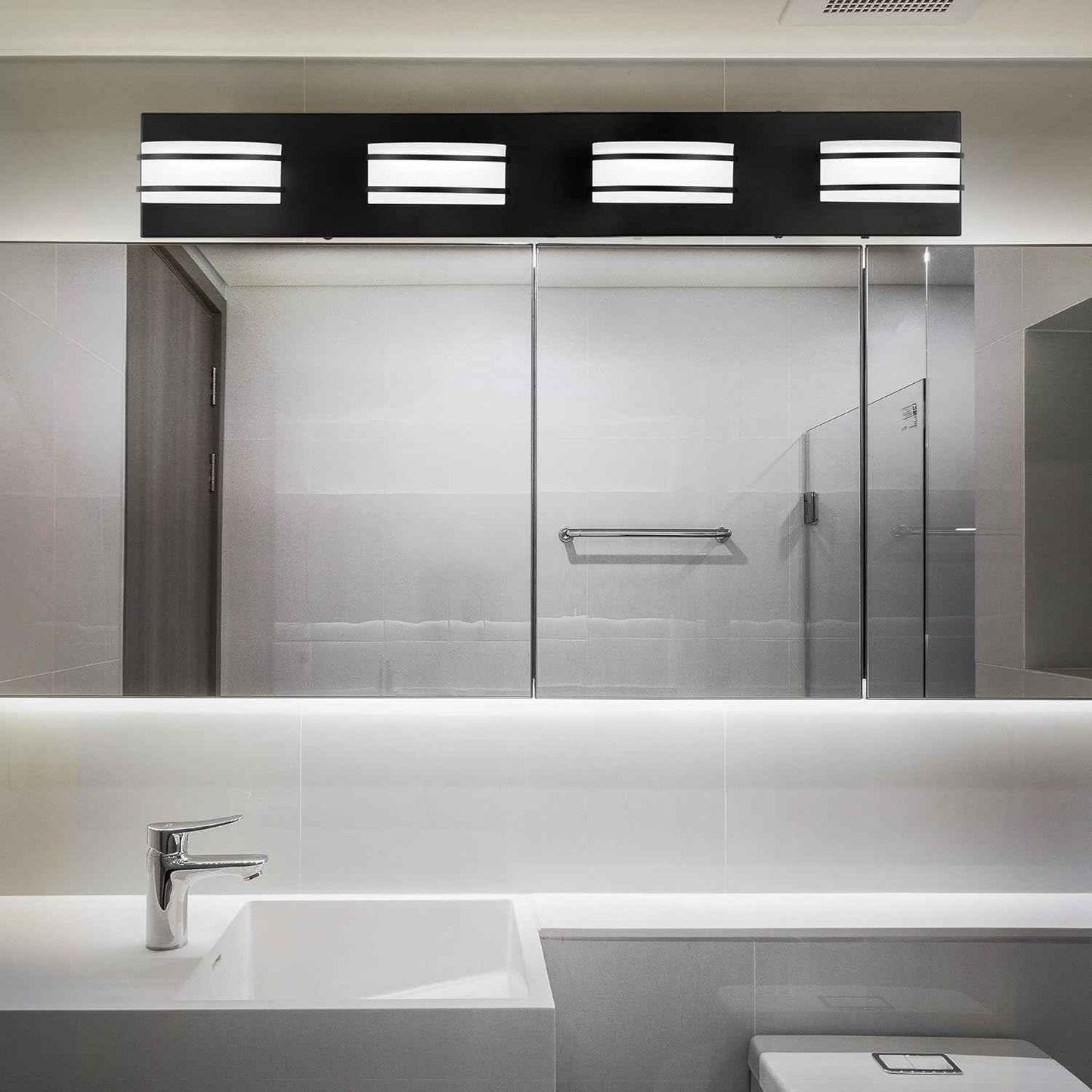 LED Chrome 3-Light Dimmable Bathroom Vanity Light Fixture - Modern Acrylic & Stainless Steel Over Mirror Lighting