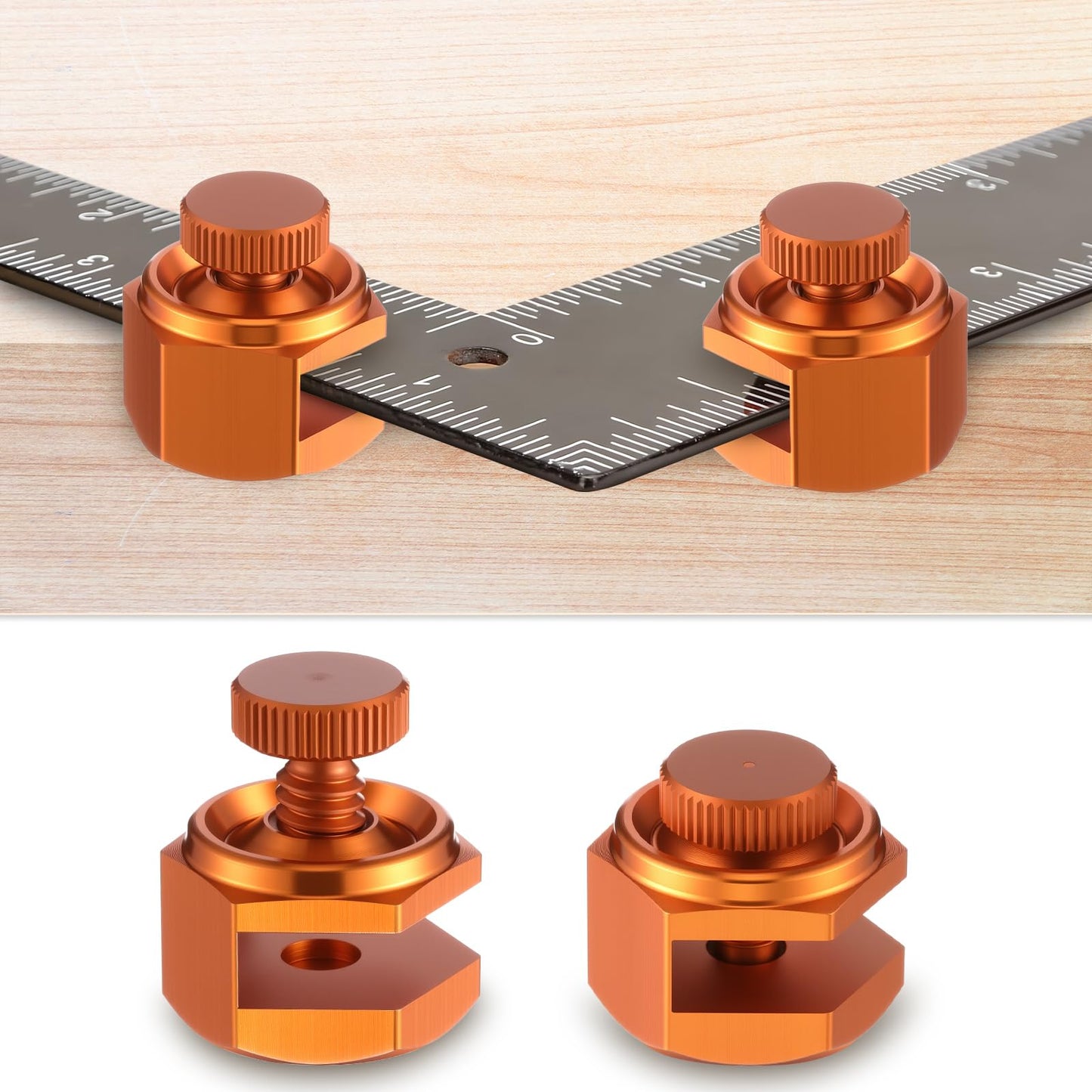 Ceoighe 4 Pack Stair/Square Gauge Set for Framing Square, Stair Stringer Layout Tool for Circular Saw, Carpentry Squares and Rafter Layout, Aluminum Alloy Stair Gauge Tool (Orange)