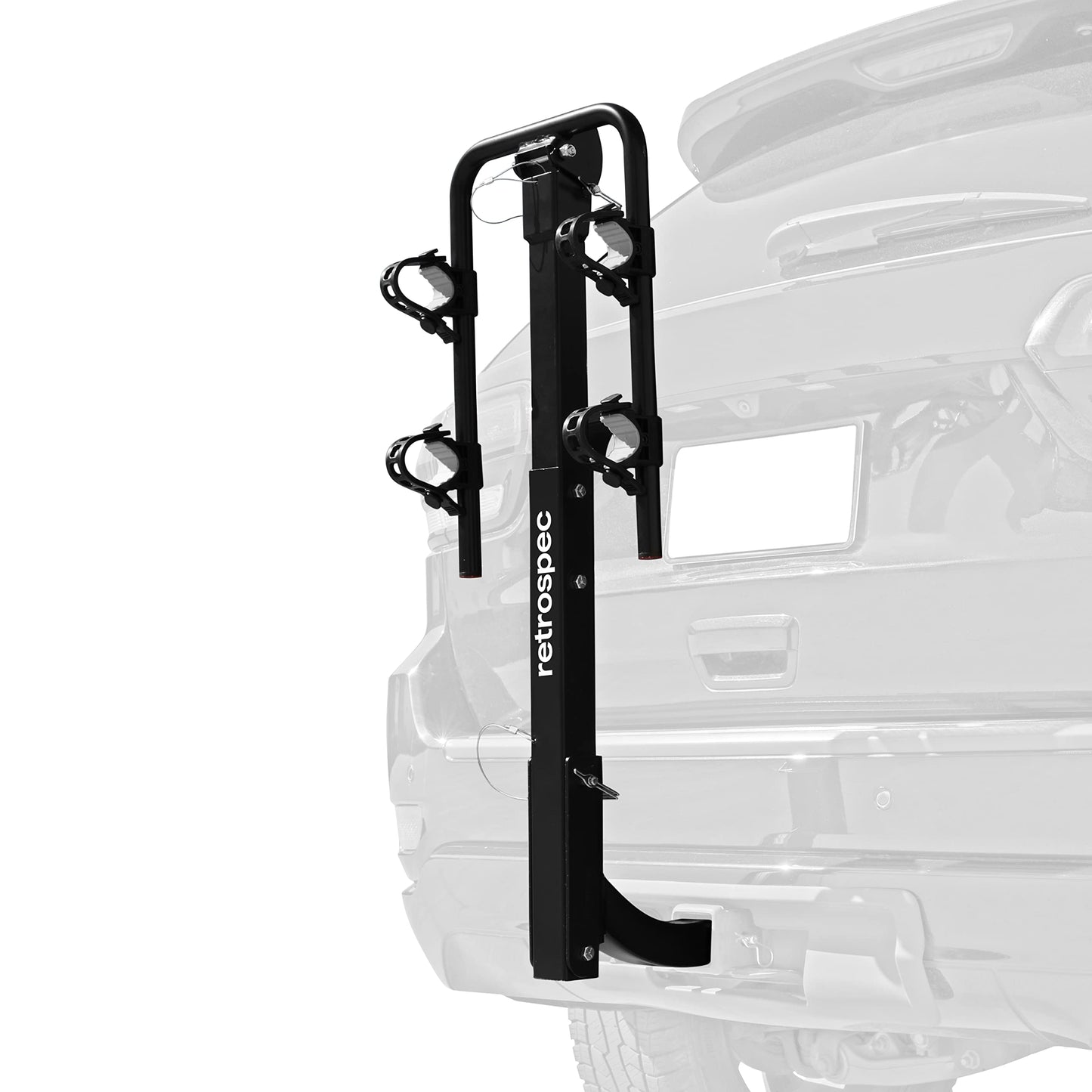Retrospec Lenox 2-5 - Bike Hitch Rack for Cars, Trucks, SUVs with 2” Hitch | Foldable Steel Frame with Anti-Rattle Adapter, Tie Down Cradles and Straps - Fits Most Frames, Black
