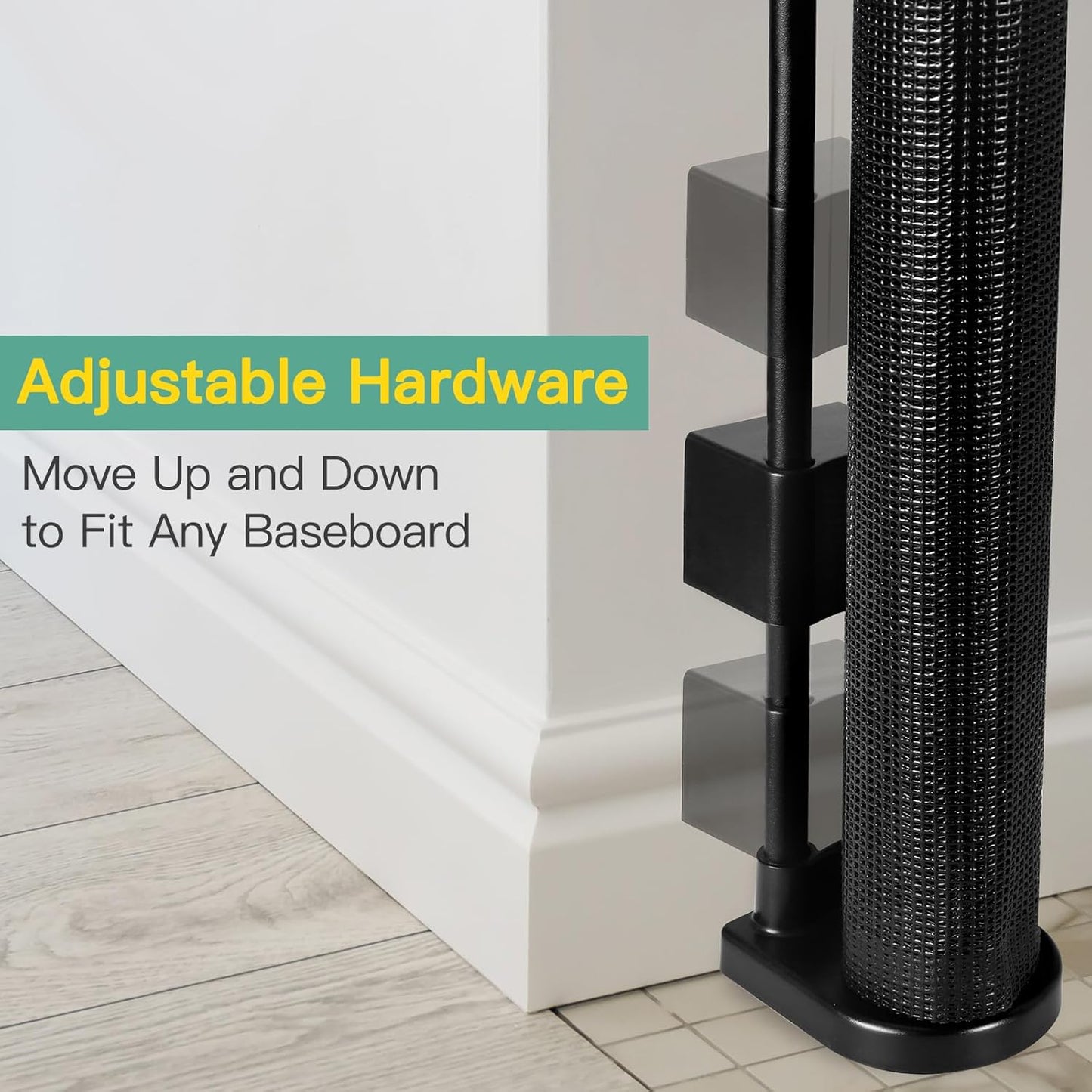 Retractable Baby Gate 60" Wide - Reinforced Mesh Pet Barrier with Anti-Escape Design, Black