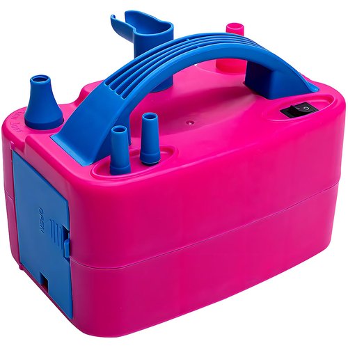 Bright Pink & Blue Plastic Electric Balloon Pump - 8" x 4 .25" x 5.25" (1 Pc) - Ideal for Graduations, Proms, Weddings, and Events