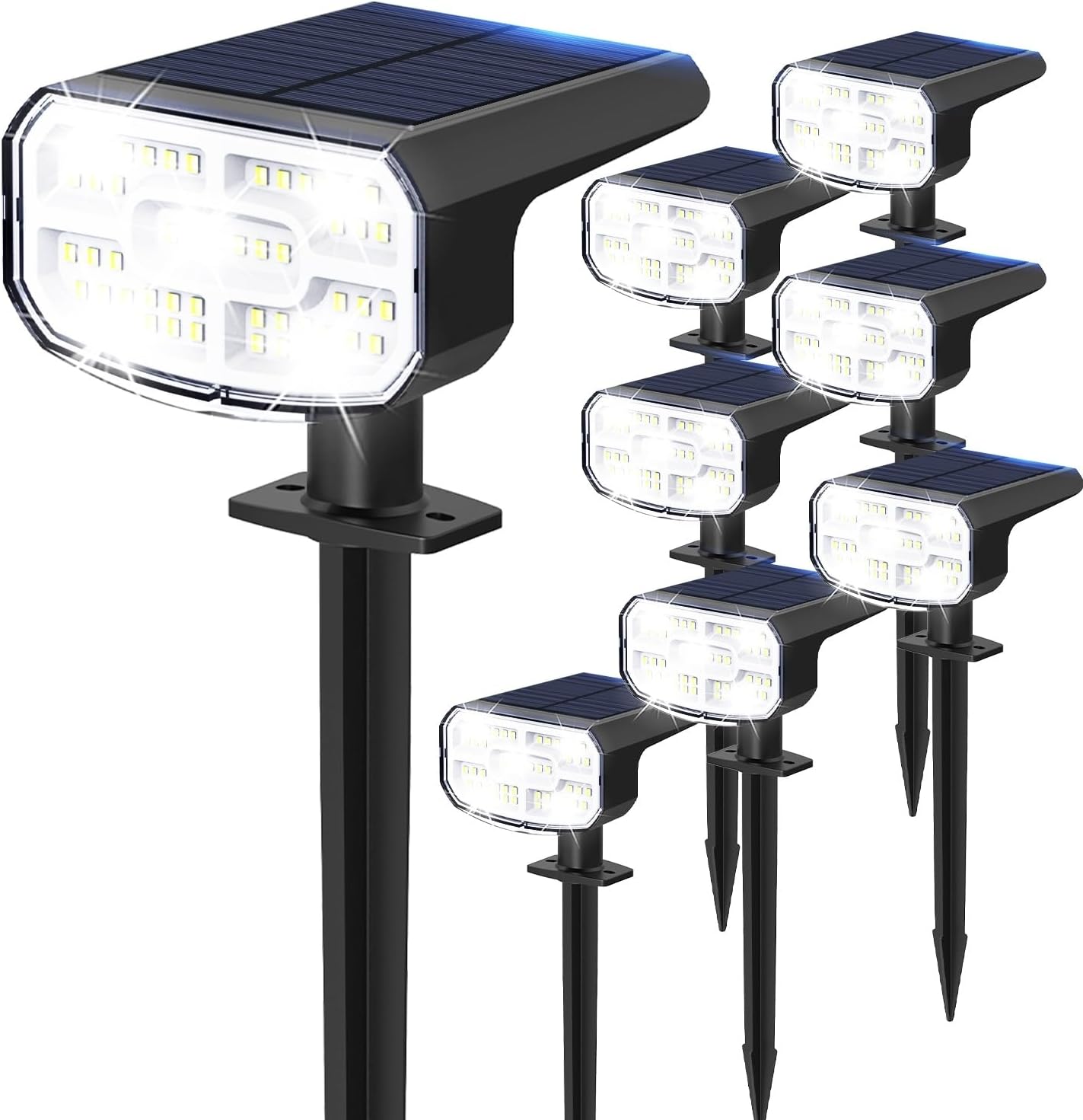 Super Bright Solar Spot Lights - 6 Pack, Waterproof IP65, 2 Color Temperatures, 4 Modes for Outdoor Landscape