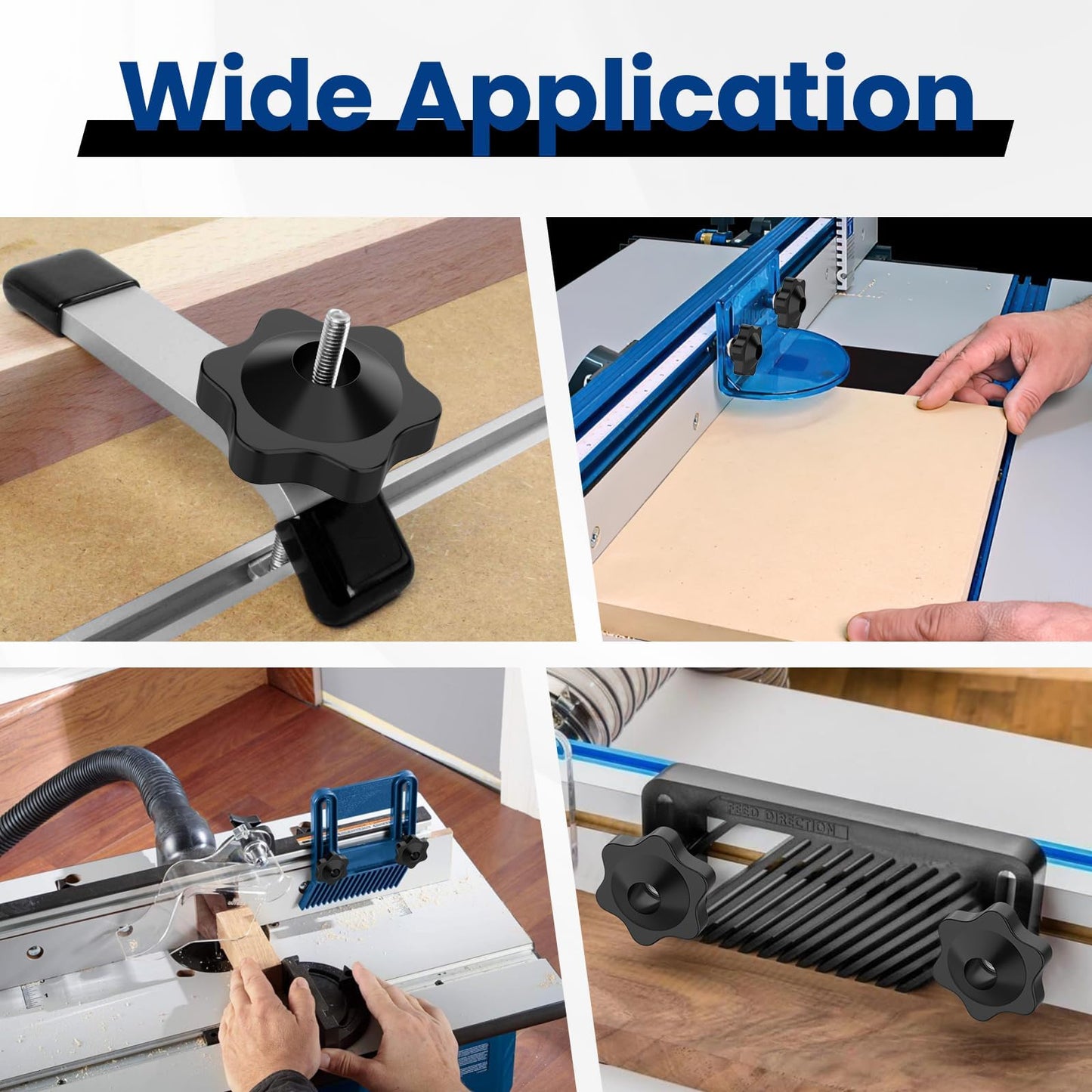 ZIUZI 10 Sets of 1/4"-20 T Track Knob Kit, Star Knobs Kit Include 1/4-20 Threaded Bolts with Washers and Star Knobs, T Track Accessories for Woodworking Jigs and Fixtures