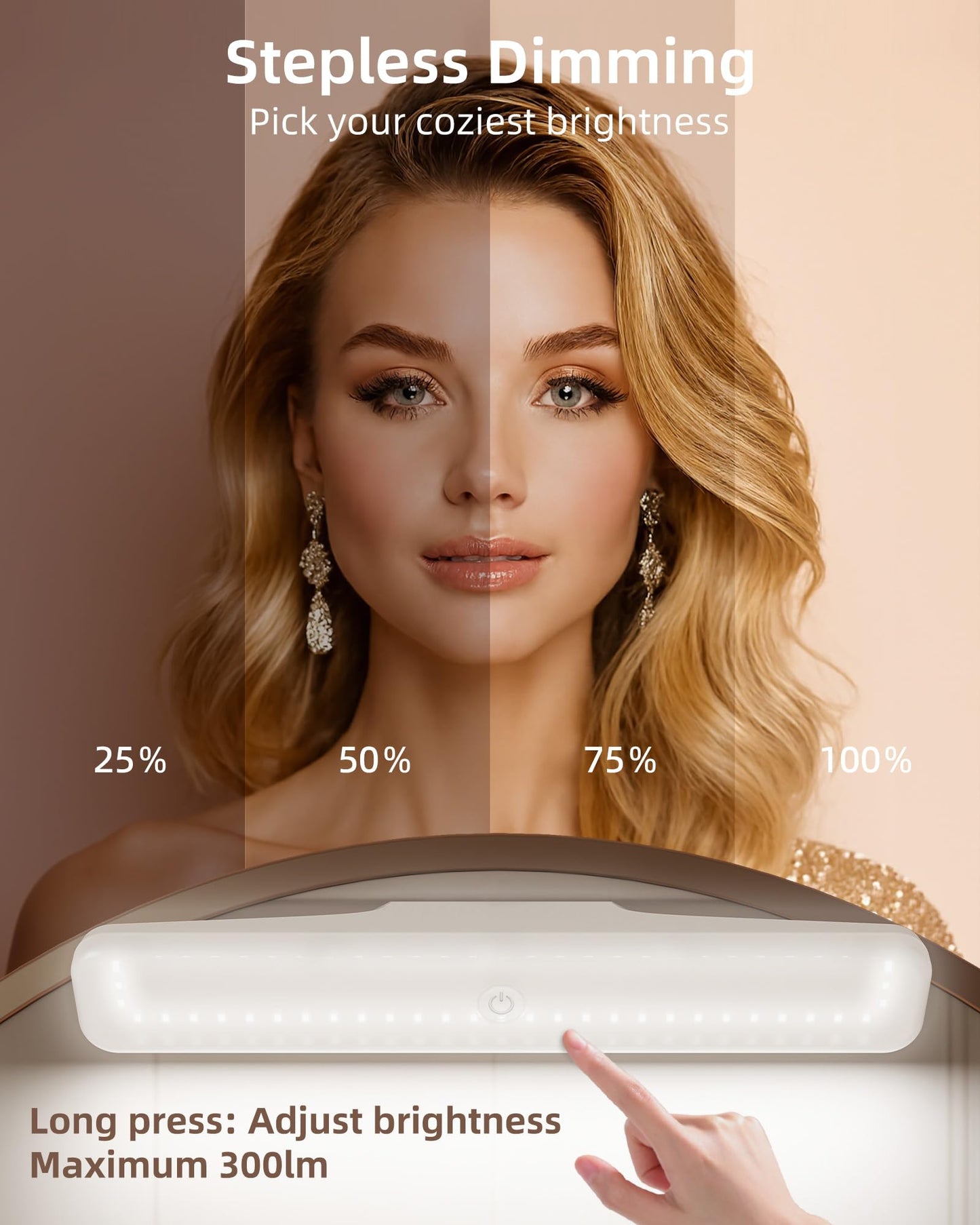 EZVALO Wireless Makeup Light 1 Pack, Vanity Lights for Mirror, Bathroom Vanity Light, Rechargeable, 3 Color Temperatures, Stepless Dimming, Touch Control, Adjustable Angle, Women's Gifts