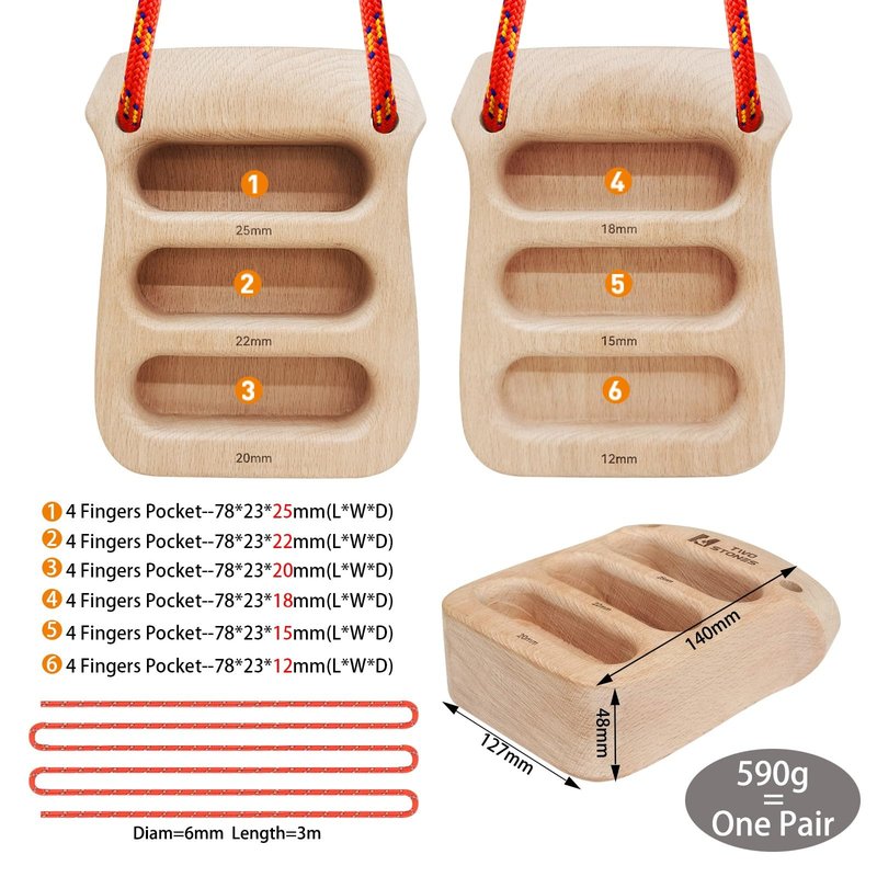 TWO STONES Portable Hangrboard Rock Climbing | Lightweight Climbing Hangboard as Climbing Training Board for Rock Climbers as Gift