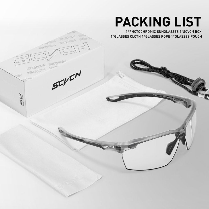 SCVCN Photochromic Sunglasses Sports Cycling Glasses for Men Women Youth Clear Cycling Glasses UV400 Protection Baseball Driving MTB Running Softball 06
