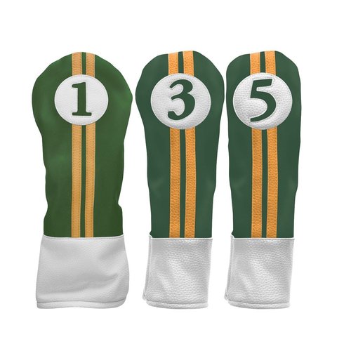 Sahara Driver/3/5 Retro Golf Headcover Bundle, Green/Yellow/White