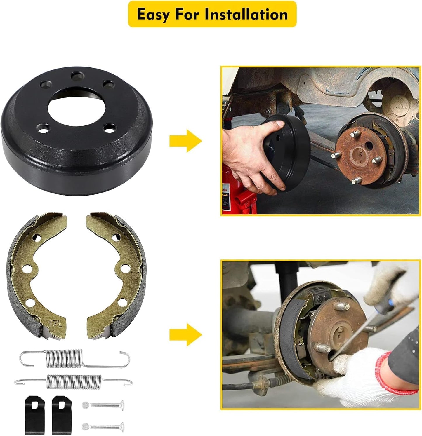 LEAPGOMAX Golf Cart Brake Drum/Hub Brake Shoes Spring Kit Fit Club Car DS 1981-1994 Tempo 2018 Up Villager Golf Carts OEM 4263 1011137 101146302 101816301