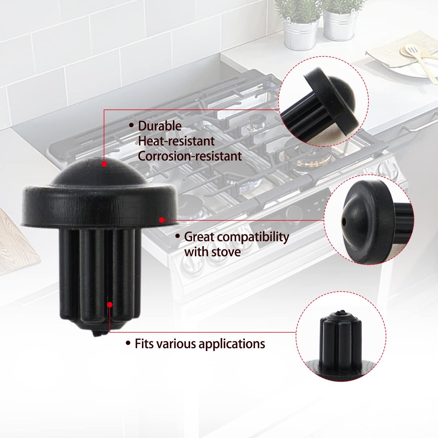 5304475129 Grate Rubber Feet Replacement for Frigidaire Gas Range Cooktop Parts AP4499988 Grate Feet for Frigidaire Stove Parts Top Protector Grate Rubber Bumpers Burner Grate foot Grate Pad 12Pcs