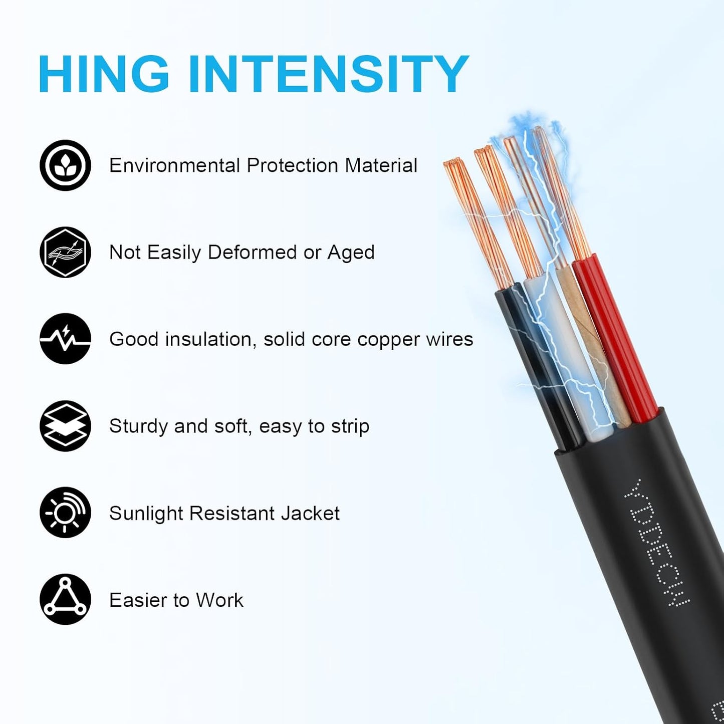 14 Gauge NM-B Wire with Ground - 50FT Pure Copper Indoor Electrical Cable for Outlets & Switches