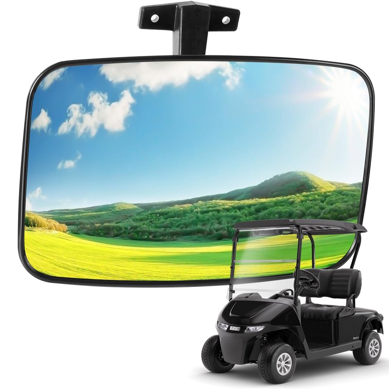 10L0L Universal Golf Cart Rear View Mirror - Adjustable Wide Angle for EZGO, Yamaha, Club Car, Easy Mount Kit