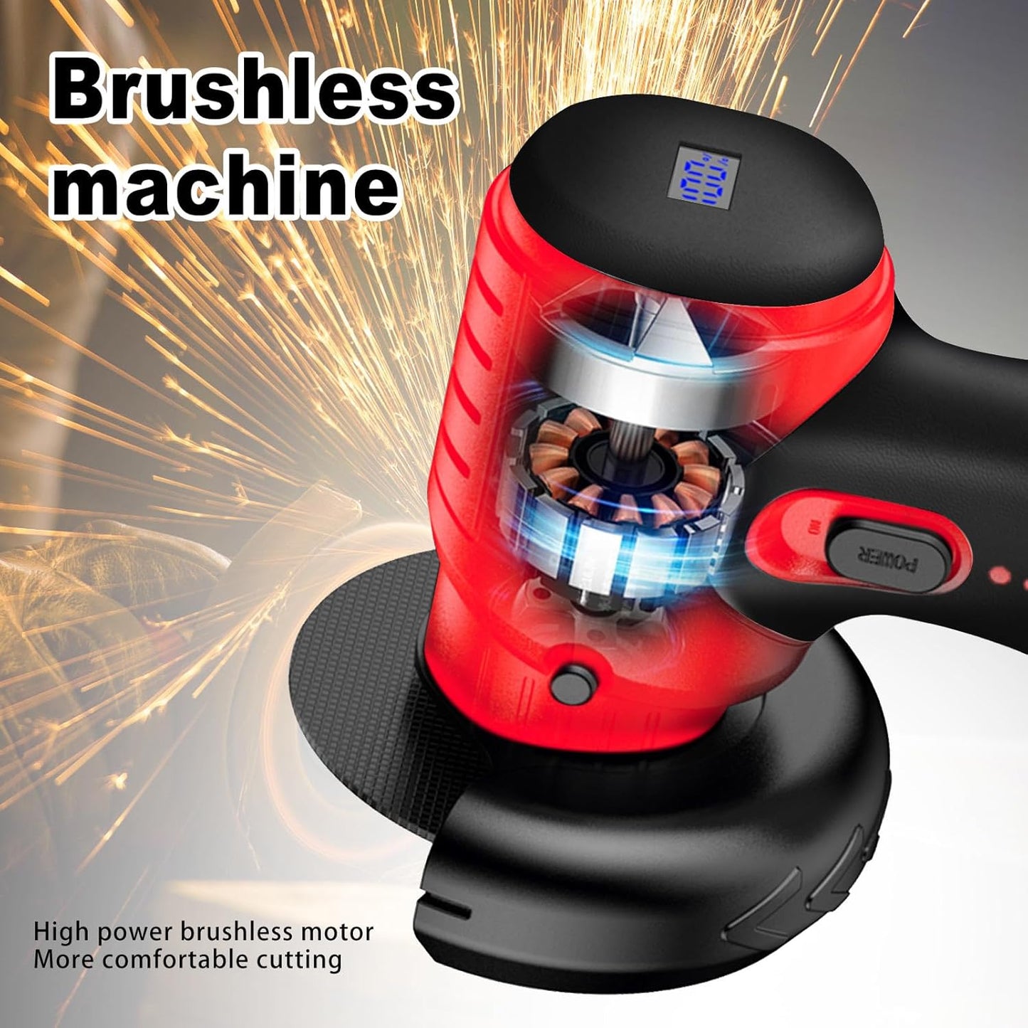 Mini Cordless Angle Grinder Kit - 19500 RPM Electric Tool with 2 Batteries & 5 Cutting Discs for Metal & Wood