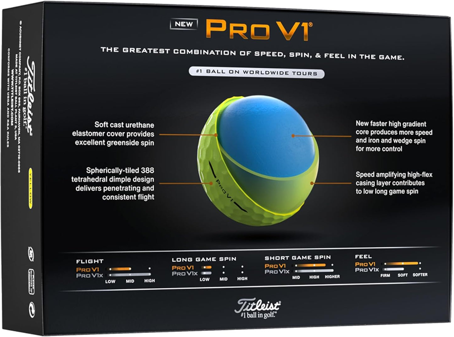 Titleist Pro V1 Golf Balls - Premium Performance with Exceptional Distance & Control | 12-Pack