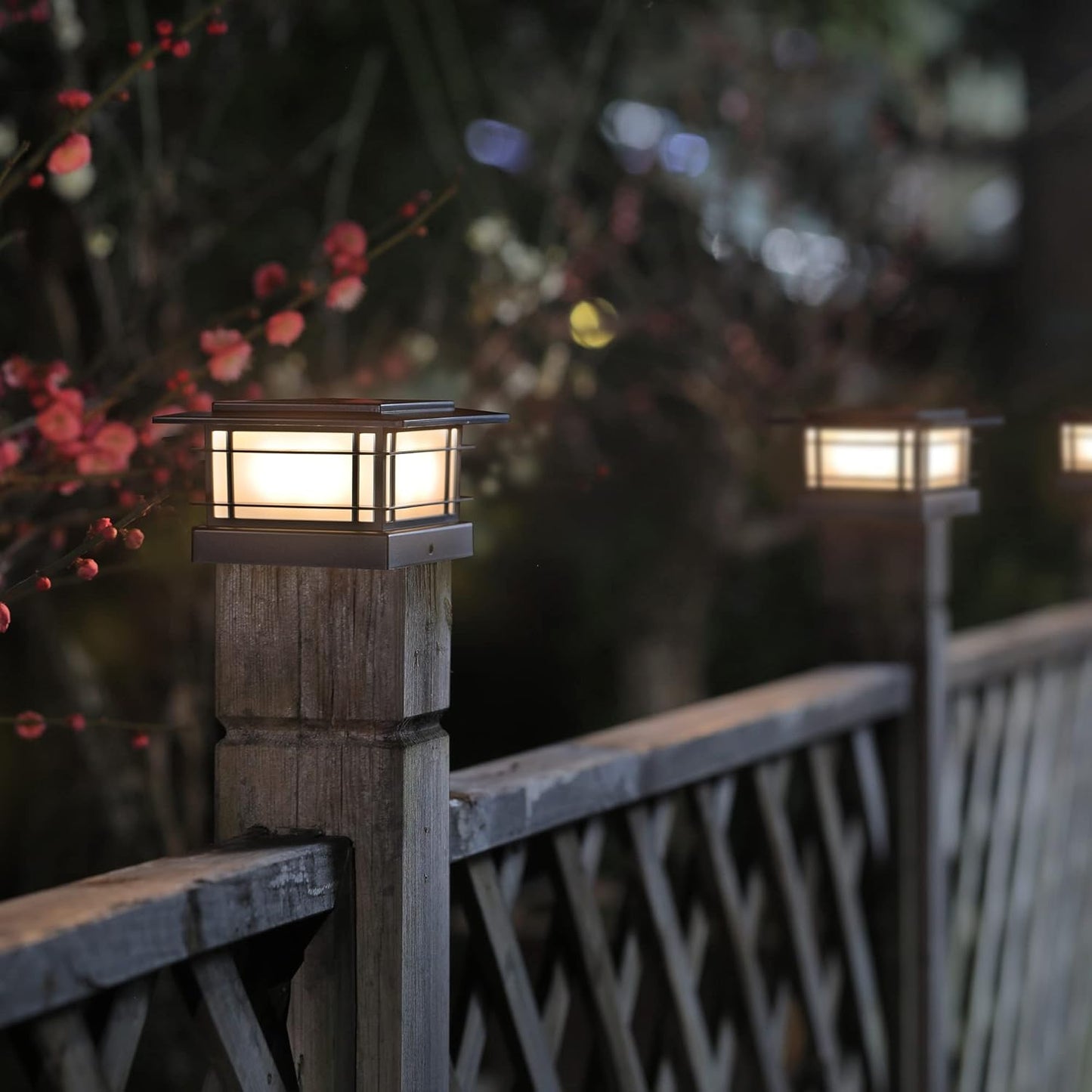 Solar Post Cap Lights - 6 Pack Outdoor Fence Lights for 4x4, 5x5, 6x6 Posts - Bright Warm White LED Decor for Garden & Patio