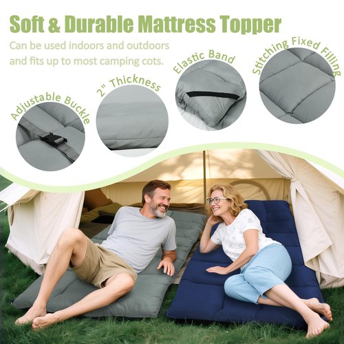 Tuphen Cot Mattress Pad-Cot Pads for Camping, Cot Mattress Topper, Camping Mattress Sleeping Pad 75"x30" Soft Lightweight Quilted Pads for Camp Cot/RV Bunk/Narrow Twin Beds (Grey)