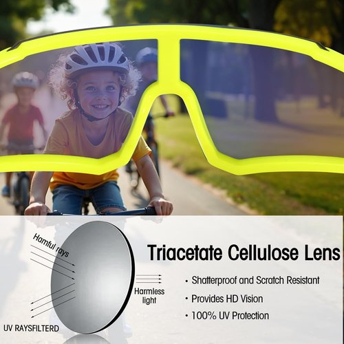 COASION Kids Baseball Sunglasses - Durable Sports Shades for Boys & Girls Age 3-10 with Strap