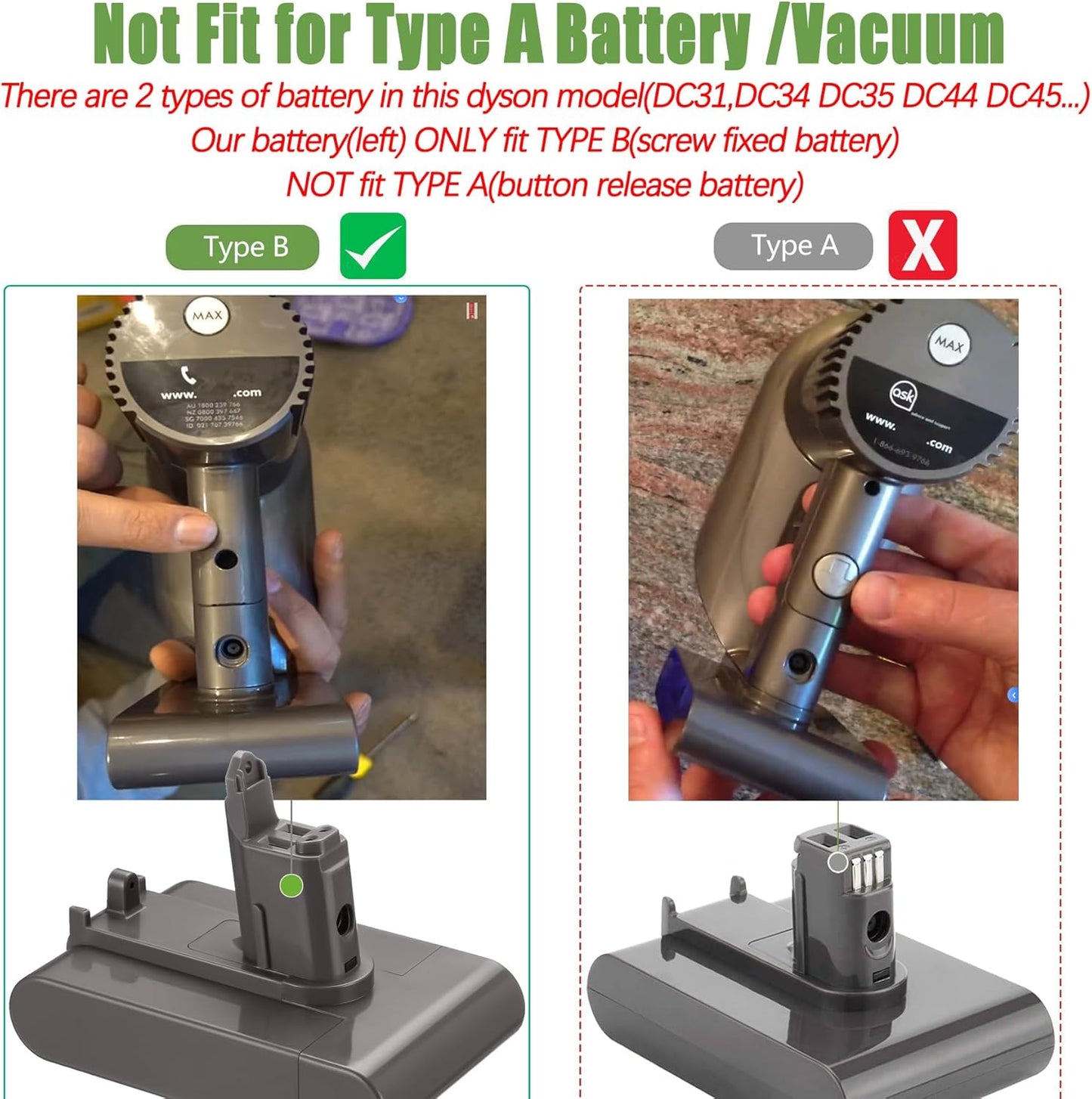 7000mAh V8 SV10 Battery for Dyson V8 Animal/Absolute/Motorhead - High-Performance Li-ion Replacement