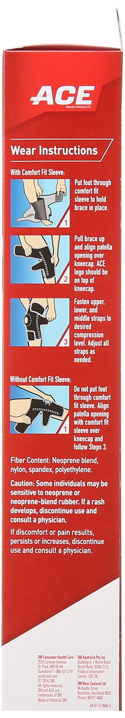 ACE Adjustable Knee Brace with Dual Side Stabilizers, Helps support weak, injured, arthritic or sore knee, One Size Fits Most