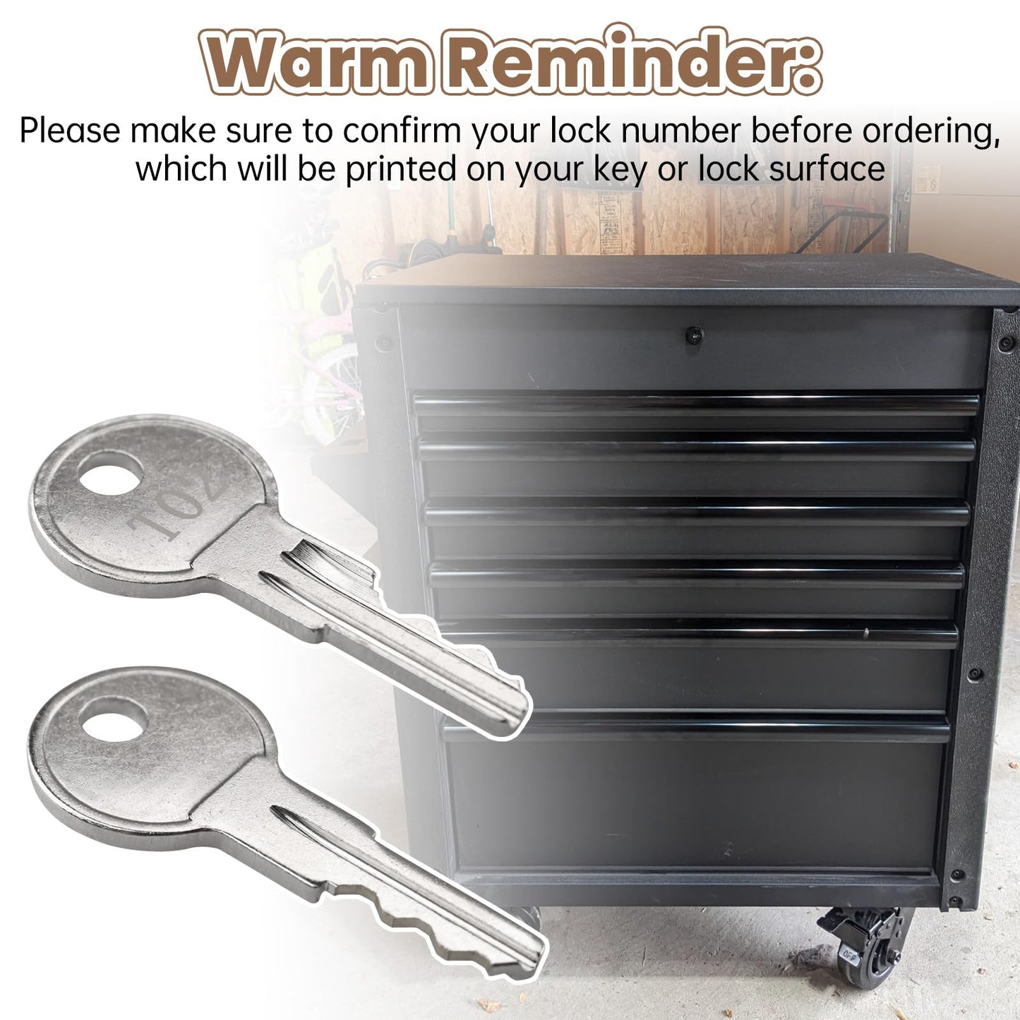 Replacement Keys for Husky Tool Box, T02 Key Replacement Husky Toolbox Key (T02 for Husky) 2-Pca