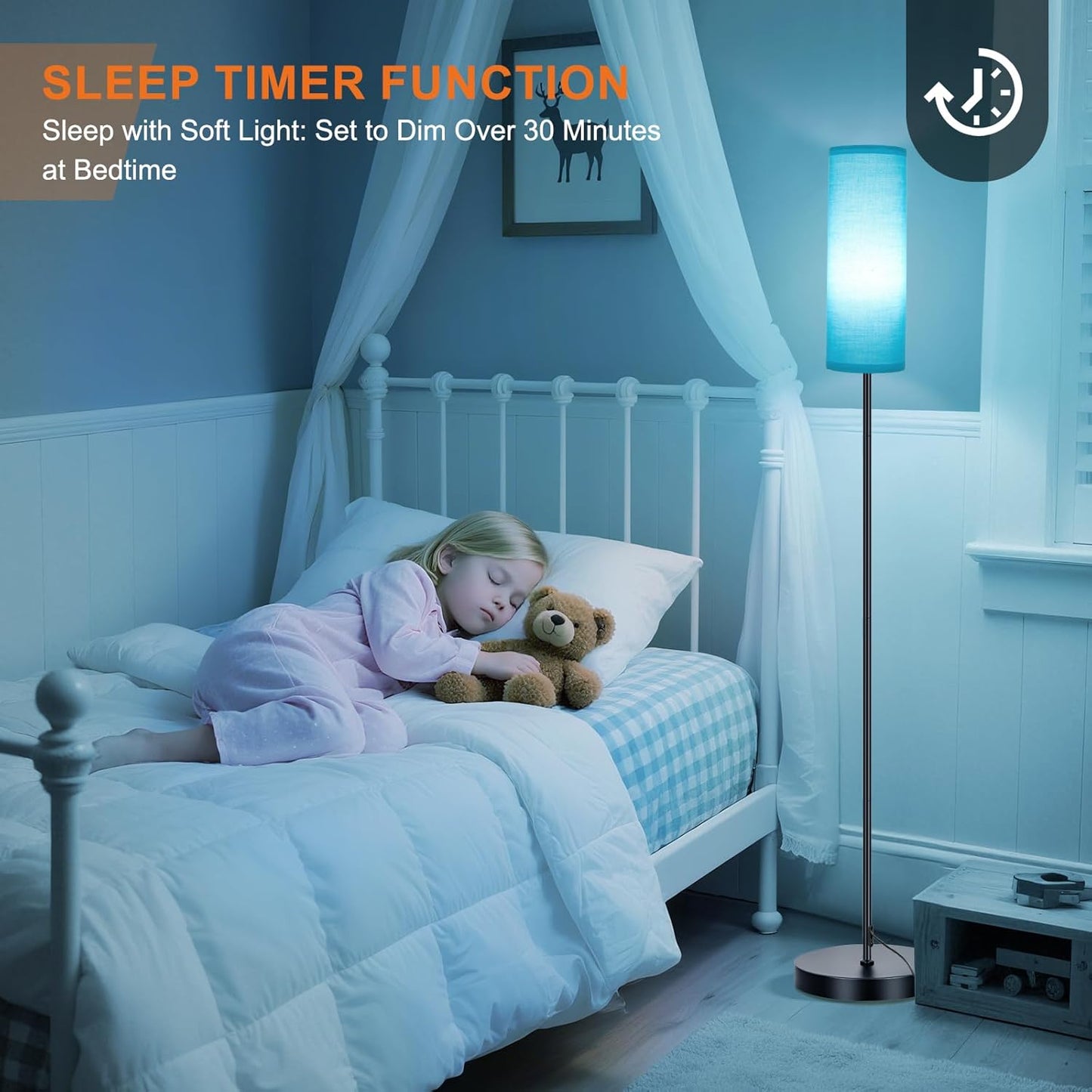 Modern Dimmable Floor Lamp with Remote - RGB Smart Bulb for Living Room, Bedroom & Office