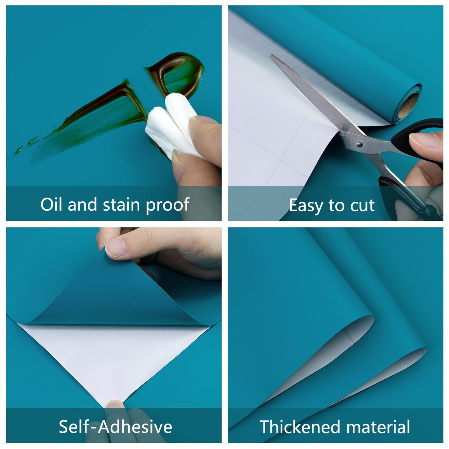 Teal Peel and Stick Wallpaper 15.7"x118" Solid Colour Contact Paper Modern Removable Self-Adhesive Vinyl Wallpaper for Room Walls Shelf Countertops Cabinets