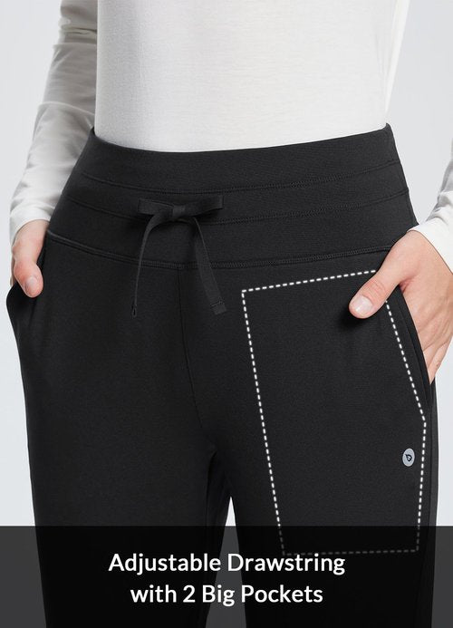 baleaf Women's Winter Pants Snow Waterproof Fleece Lined Leggings Joggers Sweatpants Thermal Warm High Waisted Cold Hiking Clothing Black L
