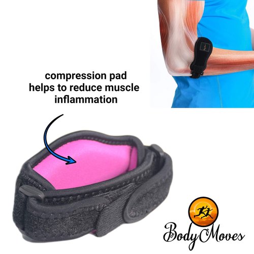 BodyMoves Tennis Elbow Brace (2pcs) plus hot and cold ice pack Support Gear for Sports Daily Use to Reduce Joint Pain and Treat Tendonitis Bursitis, Basketball Golfers elbow, gym