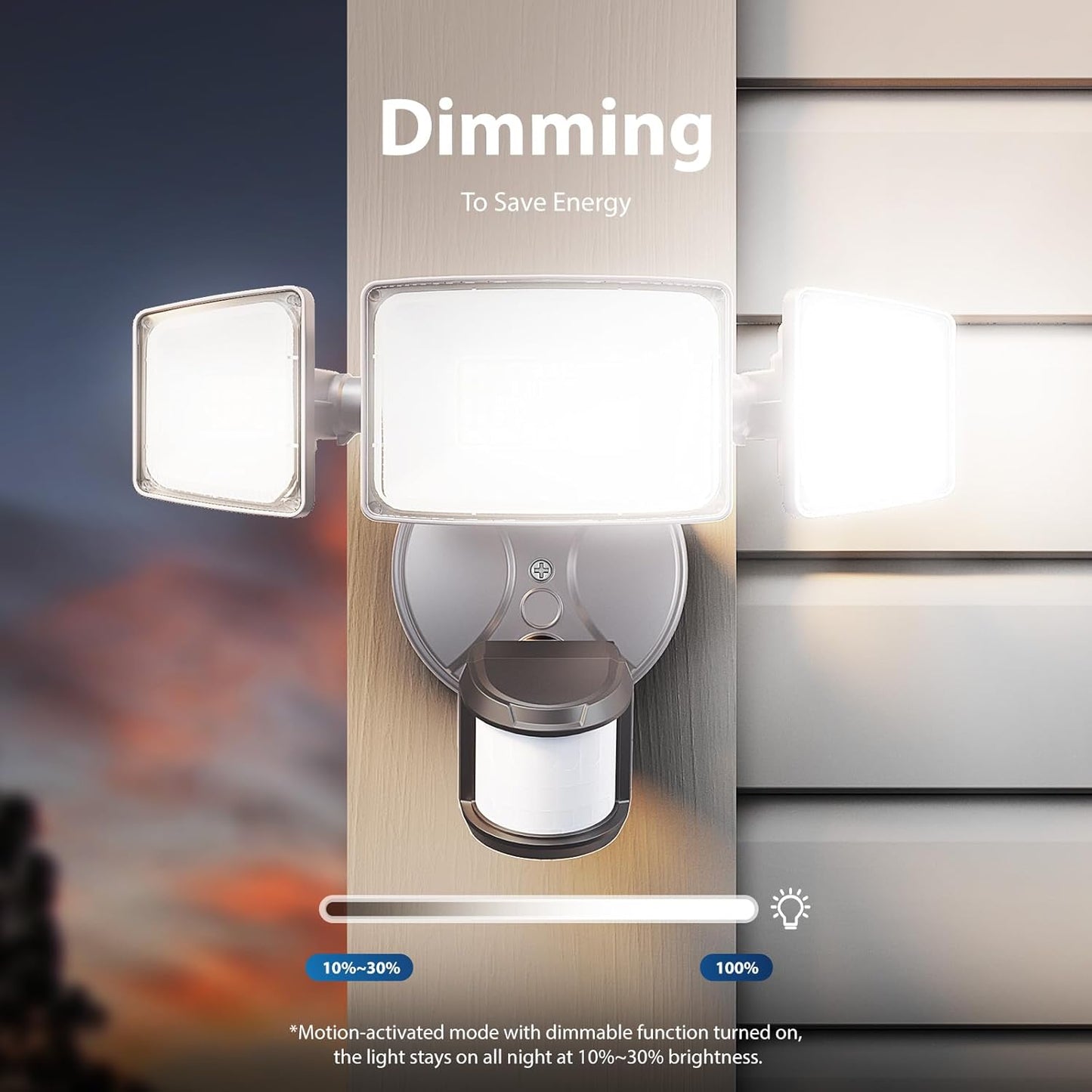 75W LED Motion Sensor Flood Light - Dusk to Dawn Outdoor Security Light, 7500LM, IP65 Waterproof