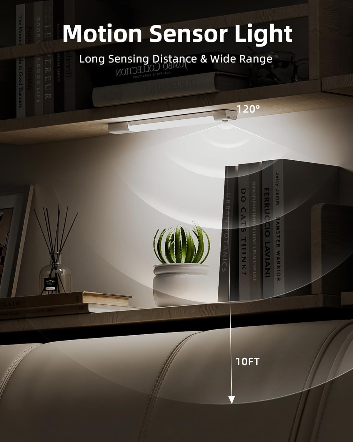 Rechargeable Motion Sensor Under Cabinet Lights - 6-Pack Dimmable LED Closet Lighting, 3 Color Temperatures, 11.8 Inch for Kitchen, Pantry & Bedroom