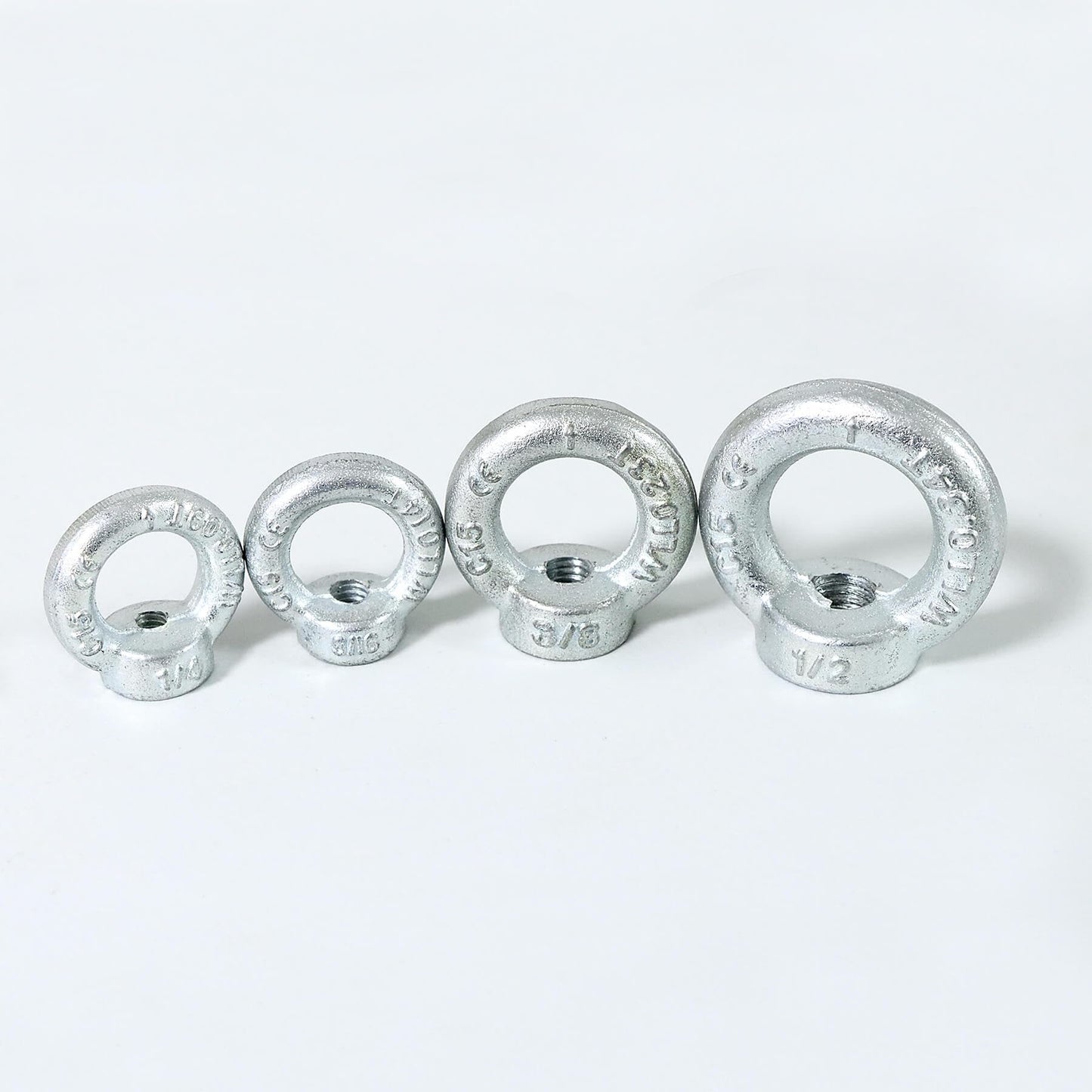 Zadery 3/8"-16 Lifting Eye Nuts, Drop Forged C15 Galvanized Threaded Fastener, UNC Standard Ring Shape Lifting Eye Nut, 4 Packs