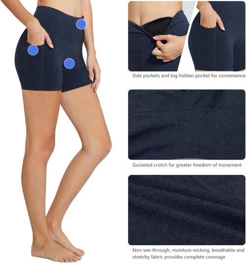 Baleaf Women's High Waist Biker Shorts - Comfortable Yoga & Gym Spandex with Pockets | 8"/5"/3" Options