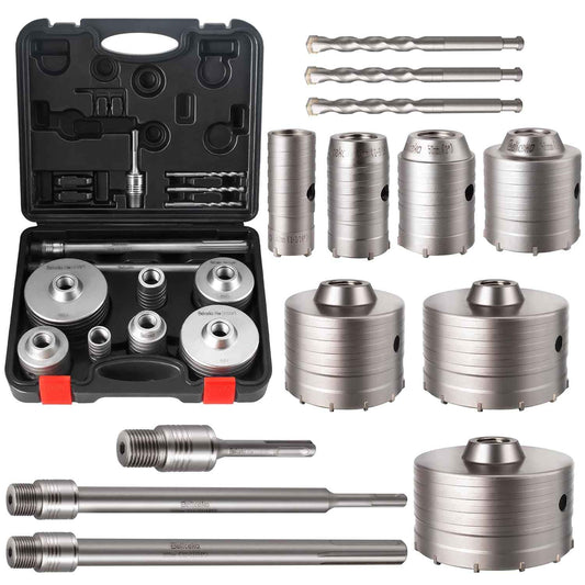 Concrete Hole Saw Kit - SDS Plus Shank, 30-110mm Set for Brick, Stone & Cement