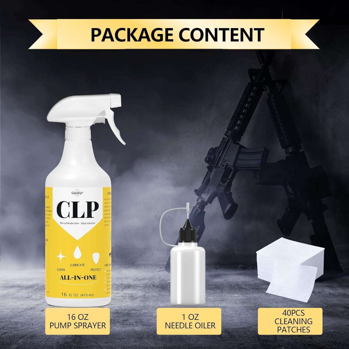 Qucship 16 Oz Premium Gun Lubricant | Multi-Purpose Gun Cleaning Kit with Oil & Cleaner