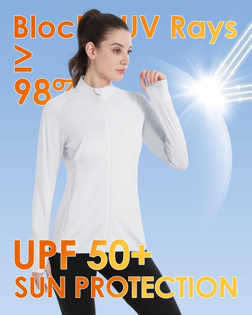 Boladeci Light Jackets for Women - Spring White Running Jackets Zip Up Workout Gym Athletic Casual Sports, Size Medium