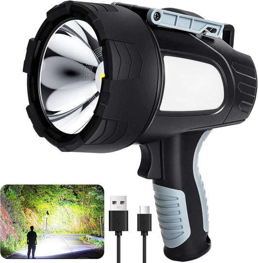 99,000 Lumen Rechargeable LED Spotlight with Tripod | 6 Modes & 30H Runtime for Outdoor Adventures