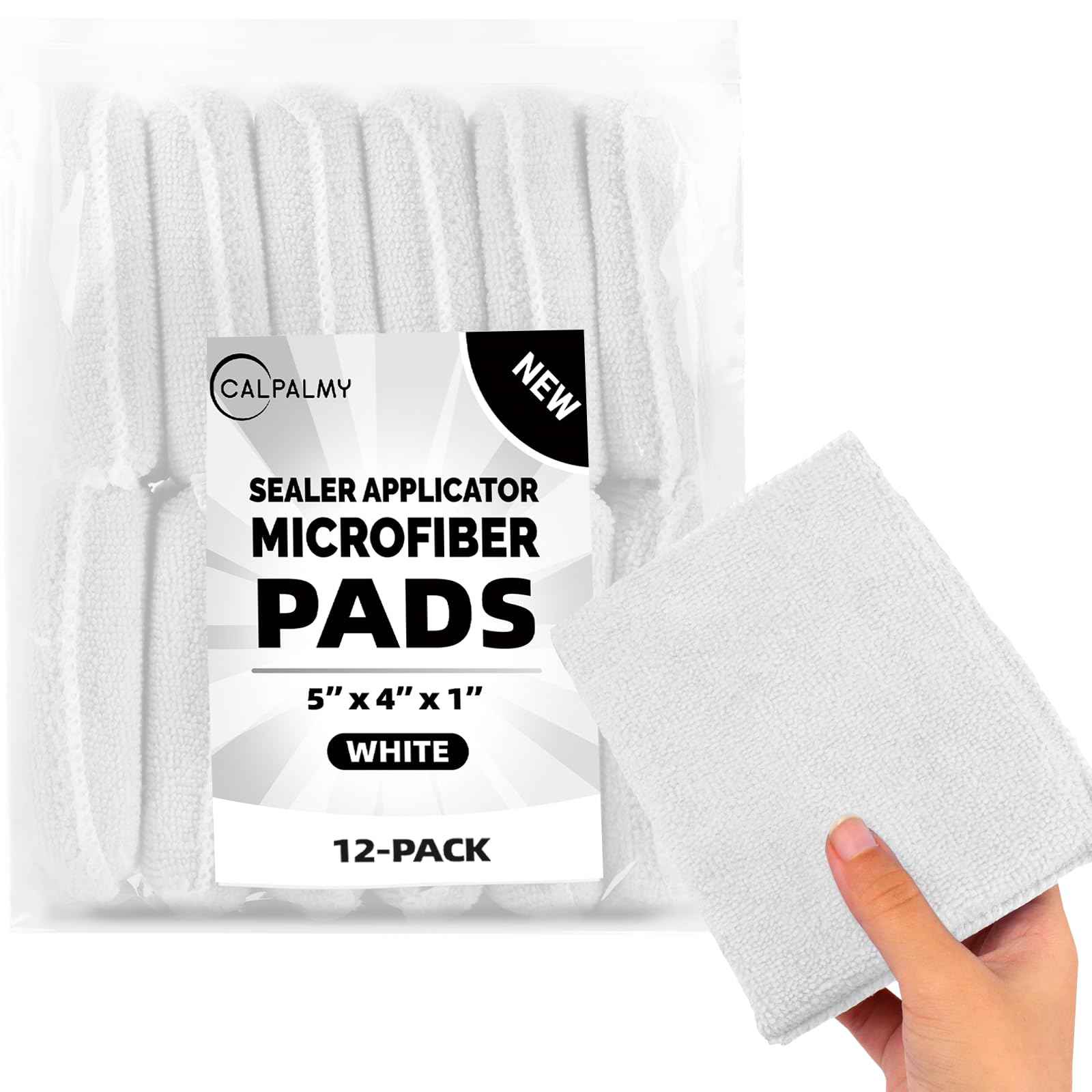 (12-Pack) Professional Microfiber Sealer Applicator Pad – The Perfect Tool to Apply Sealer to All Natural Stone and Tile Like Marble, Granite, Concrete & Slate (White)