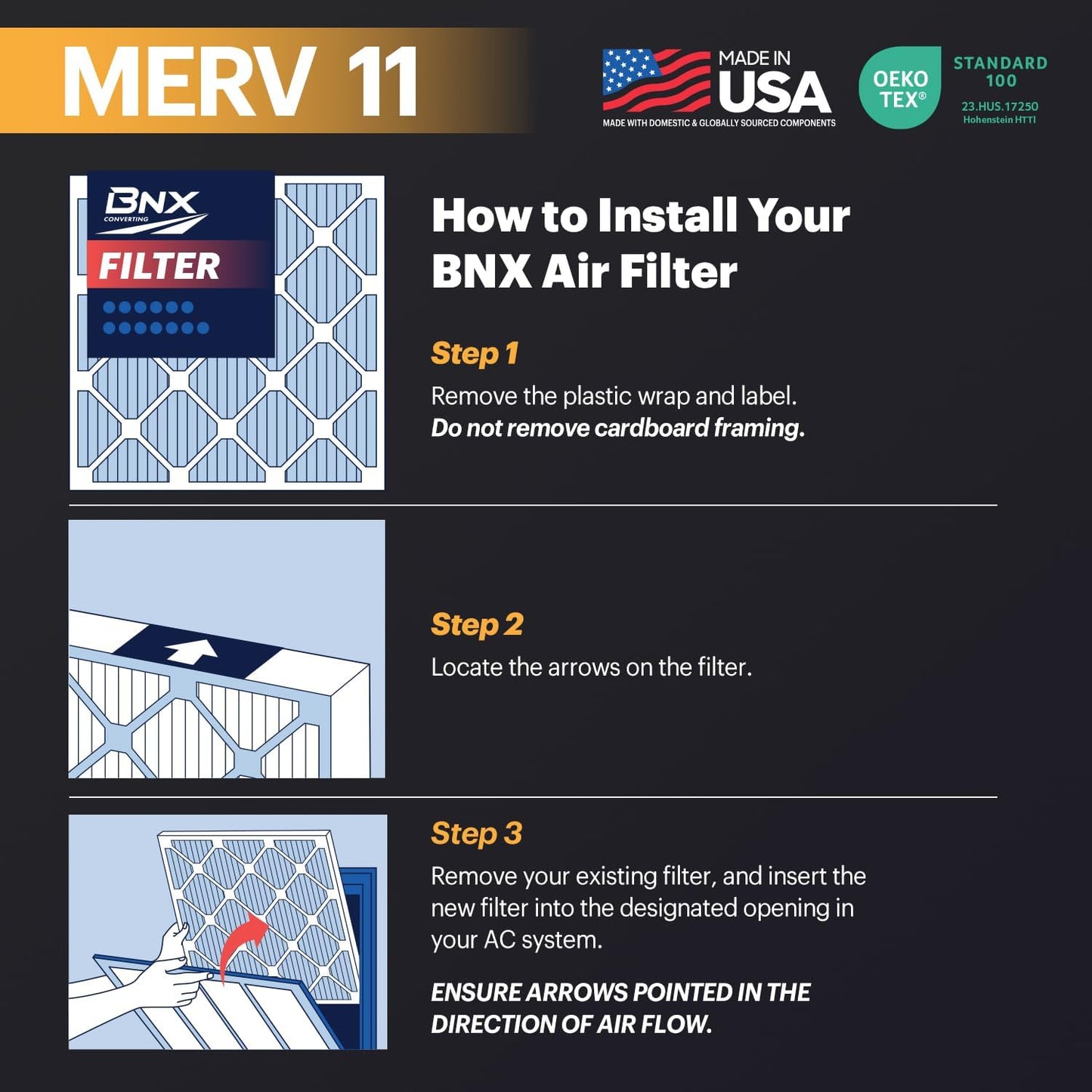 BNX TruFilter 12x12x1 MERV 8 Air Filters (6-Pack) - USA-Made Dust & Pet Defense for HVAC