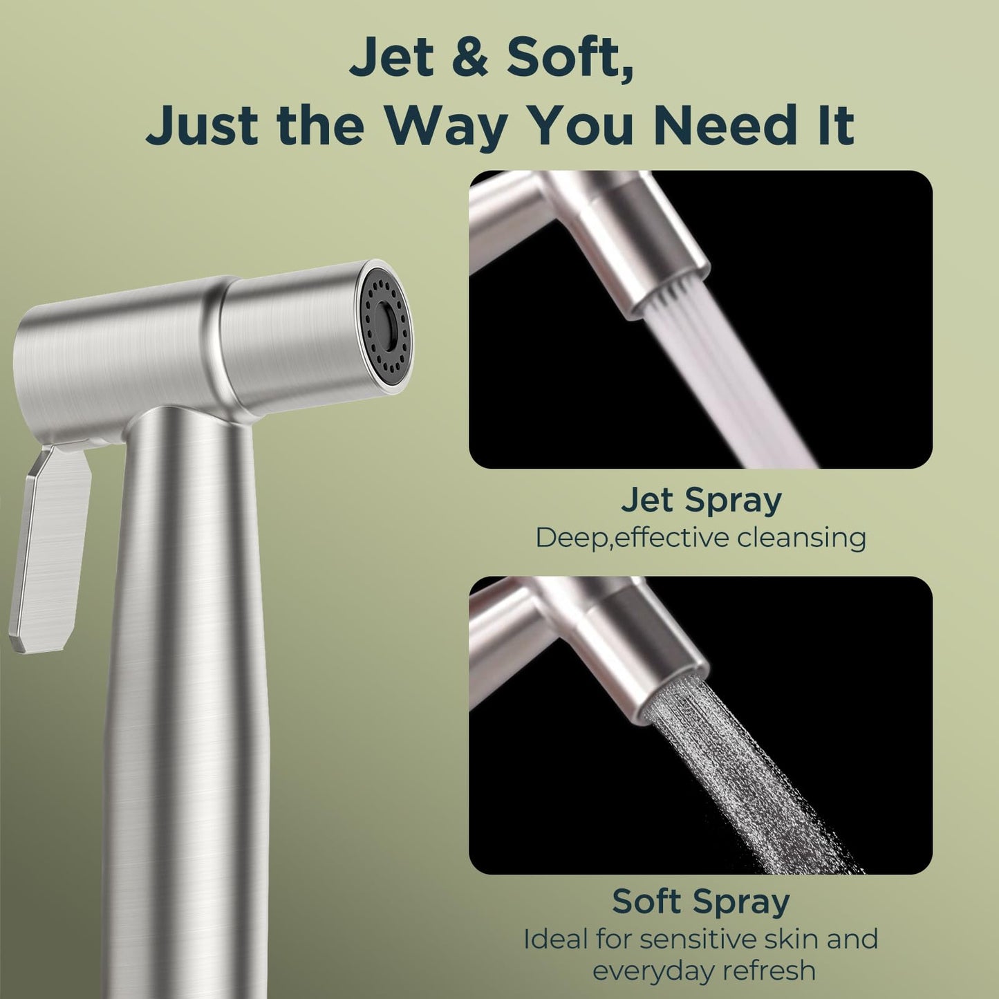 Handheld Bidet Sprayer for Toilet, Stainless Steel Jet Spray Kit Adjustable Pressure, Leak-Proof Jet Spray, Feminine Wash & Muslim Shower, Wall/Toilet Mount