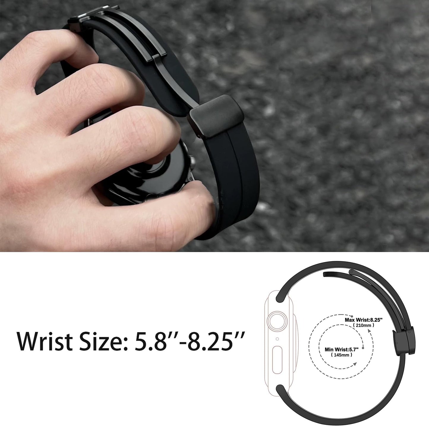 Compatible with ALPHAGEAR Smartwatch Bands, 22mm Quick Release Silicone Sport Strap Replacement Watchband Compatible with ALPHAGEAR Bravo II, Bravo XL, Raptor, Commander, Juliet Smartwatch (Black, 22mm size band)