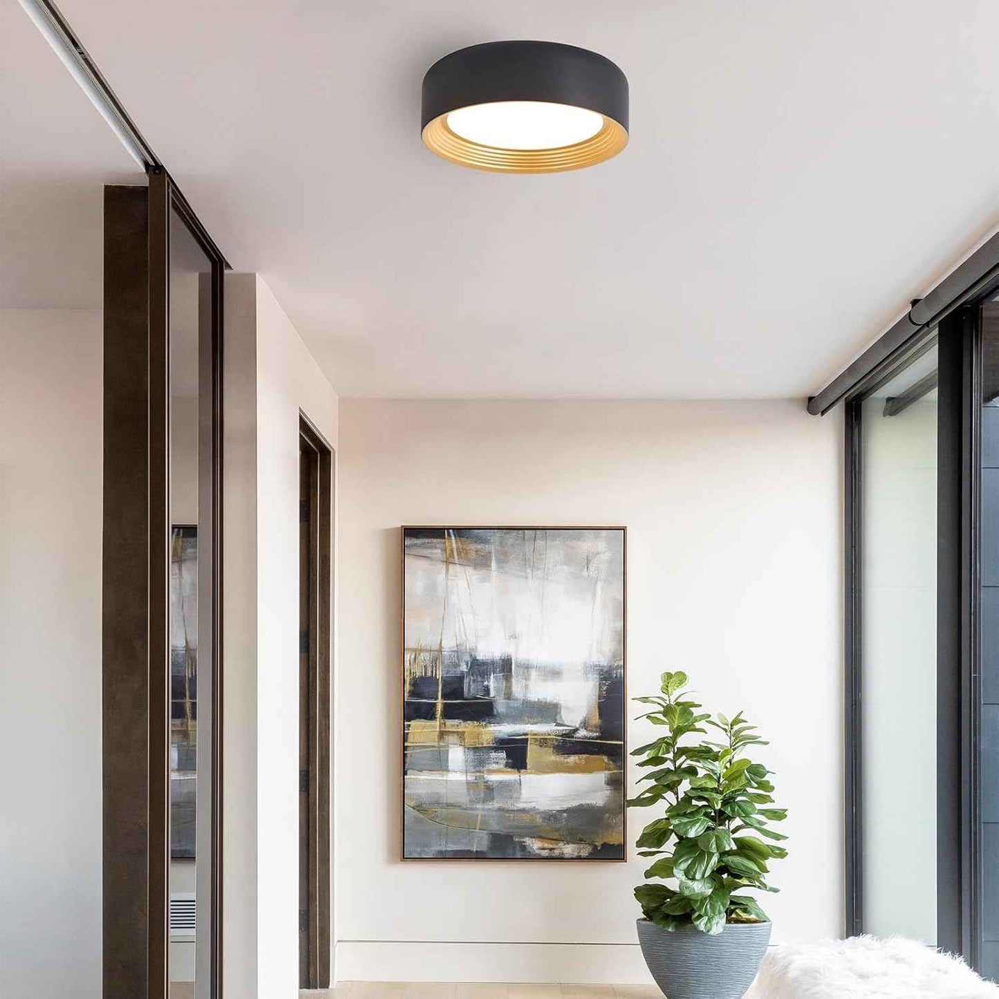 24W Dimmable LED Flush Mount Ceiling Light Fixture - 11.81" Modern 5CCT 3000K-6500K for Kitchen, Hallway & Laundry Room