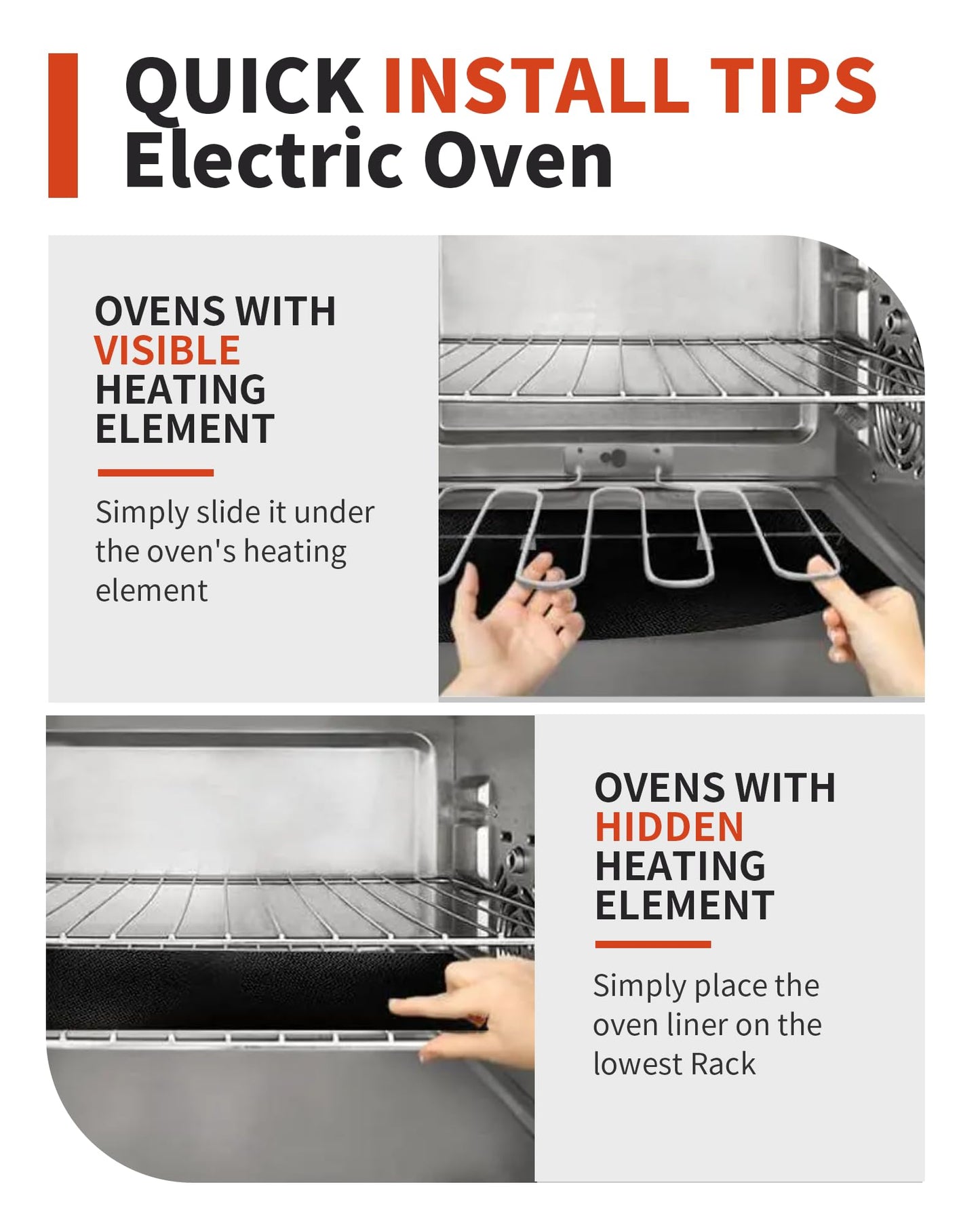 3 Pack Oven Liners for Bottom of Oven, 17x25" Large Heavy Duty Non-Stick Reusable Oven Mat for Electric, Gas, Toaster & Convection Ovens - BPA & PFOA Free, Dishwasher Safe, Kitchen Essentials, Black
