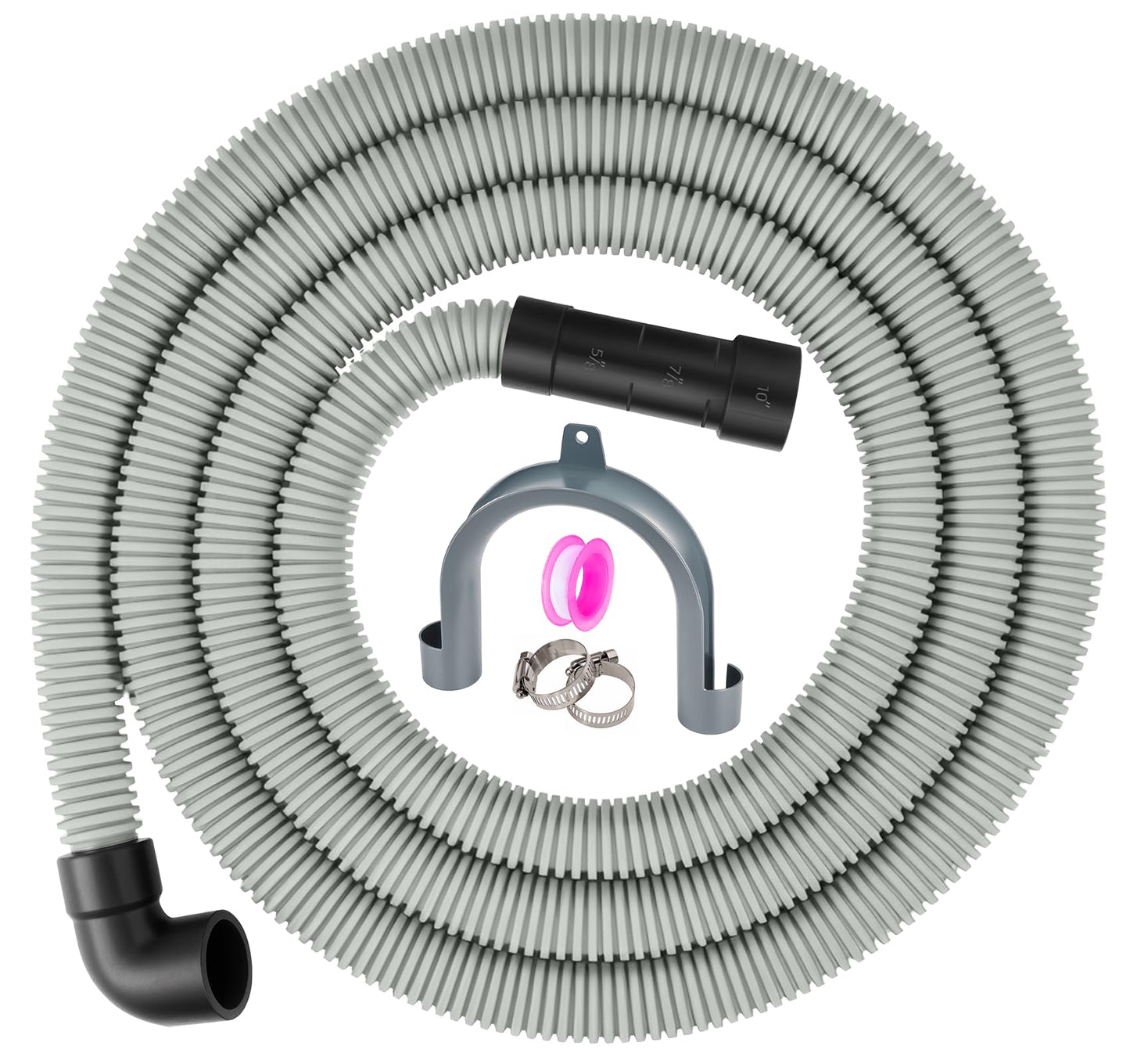 Dishwasher Drain Hose, 1Plusselect 6FT Flexible Discharge Hose Extension Kit, Universal Replacement Drain Hose Fit with 5/8 Inch, 7/8 Inch, or 1 Inch OD Drain Outlet for Dishwasher