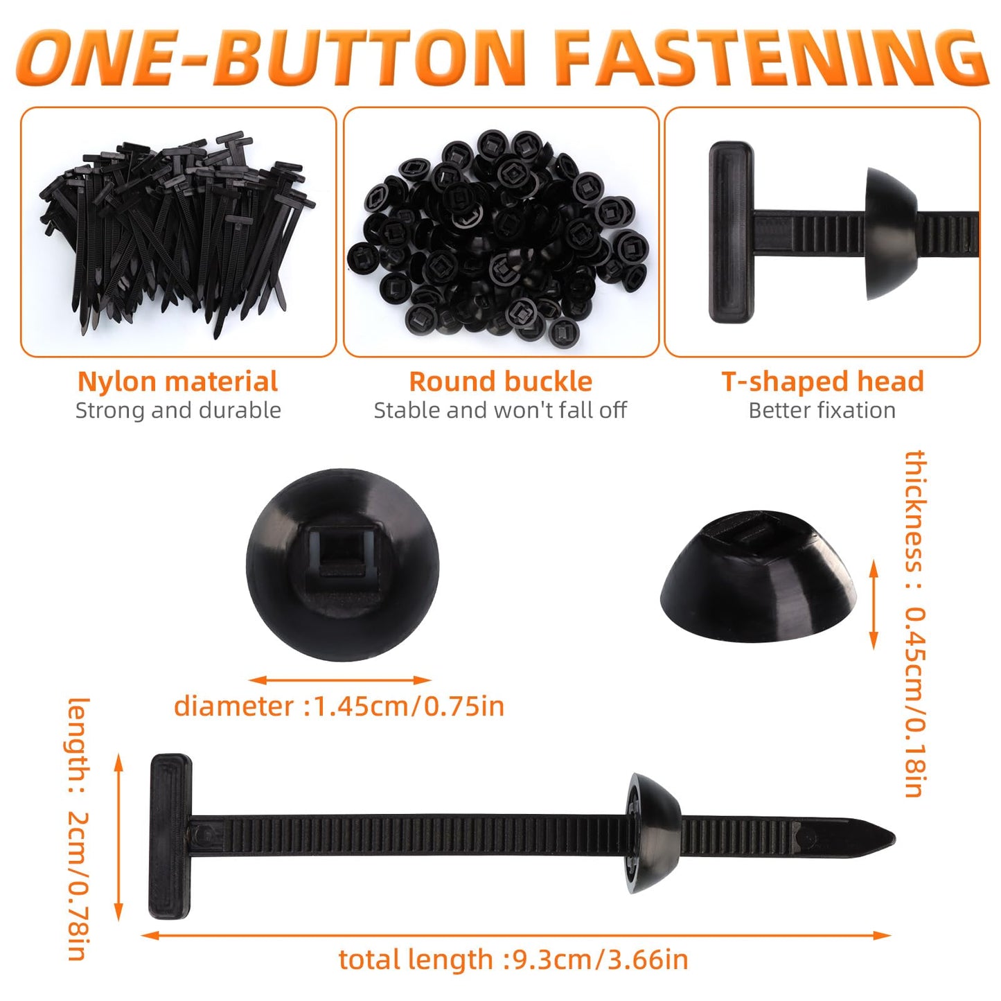 100Pcs Nylon Universal Cable Tie Buckle,New Multifunctional Cable Tie Buckle for Car Daily Repair,Plastic Rivet Zip Ties, Snap-Fit Ziptie Bumper Retainer Fender Liner Door Panel Fastener