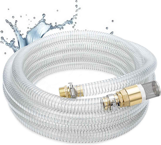 1 Inch ID Inlet Hose Assembly - 25ft Brass Fitting for Well Pump Water Intake