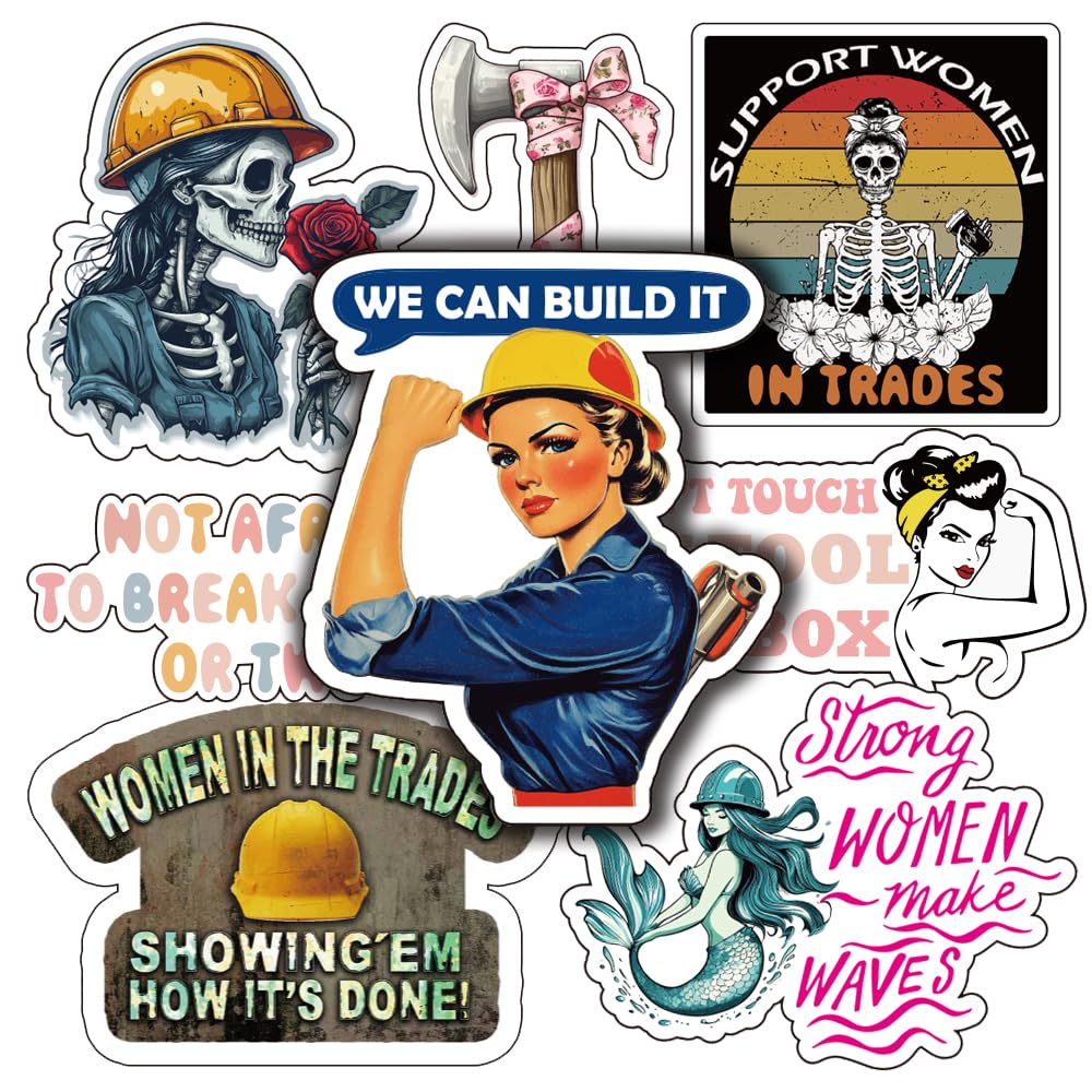 Women Hard Hat Stickers | Blue Collar Decals for Hardhat | Woman in Trade Empowerment Construction Decal